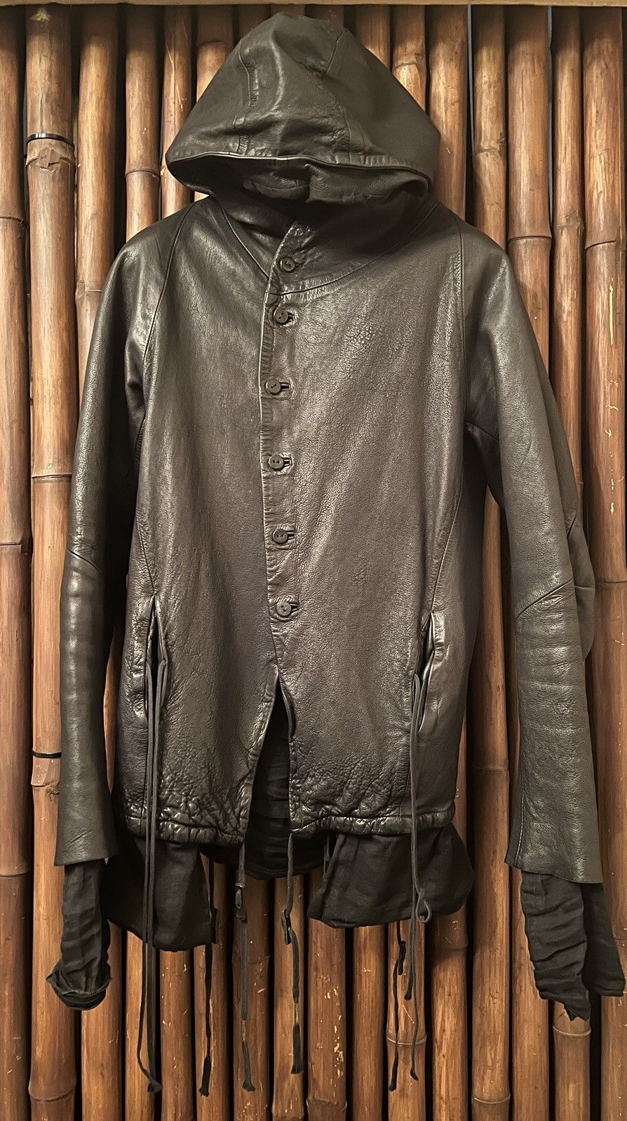image of Boris Bidjan Saberi Waxed Lamb Leather Jacket in Black, Men's (Size Medium)