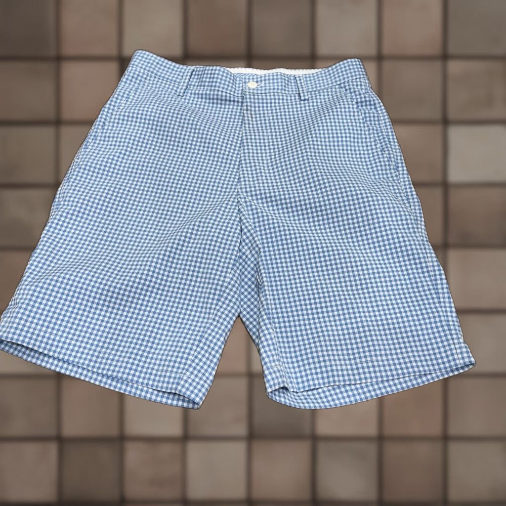 Footjoy Footjoy FJ Shorts Mens Blue Check Seersucker Golf Stretch Chino 30 Regular Inseam 10" Polyester Spandex Size US 30 / EU 46 - 1 Thumbnail