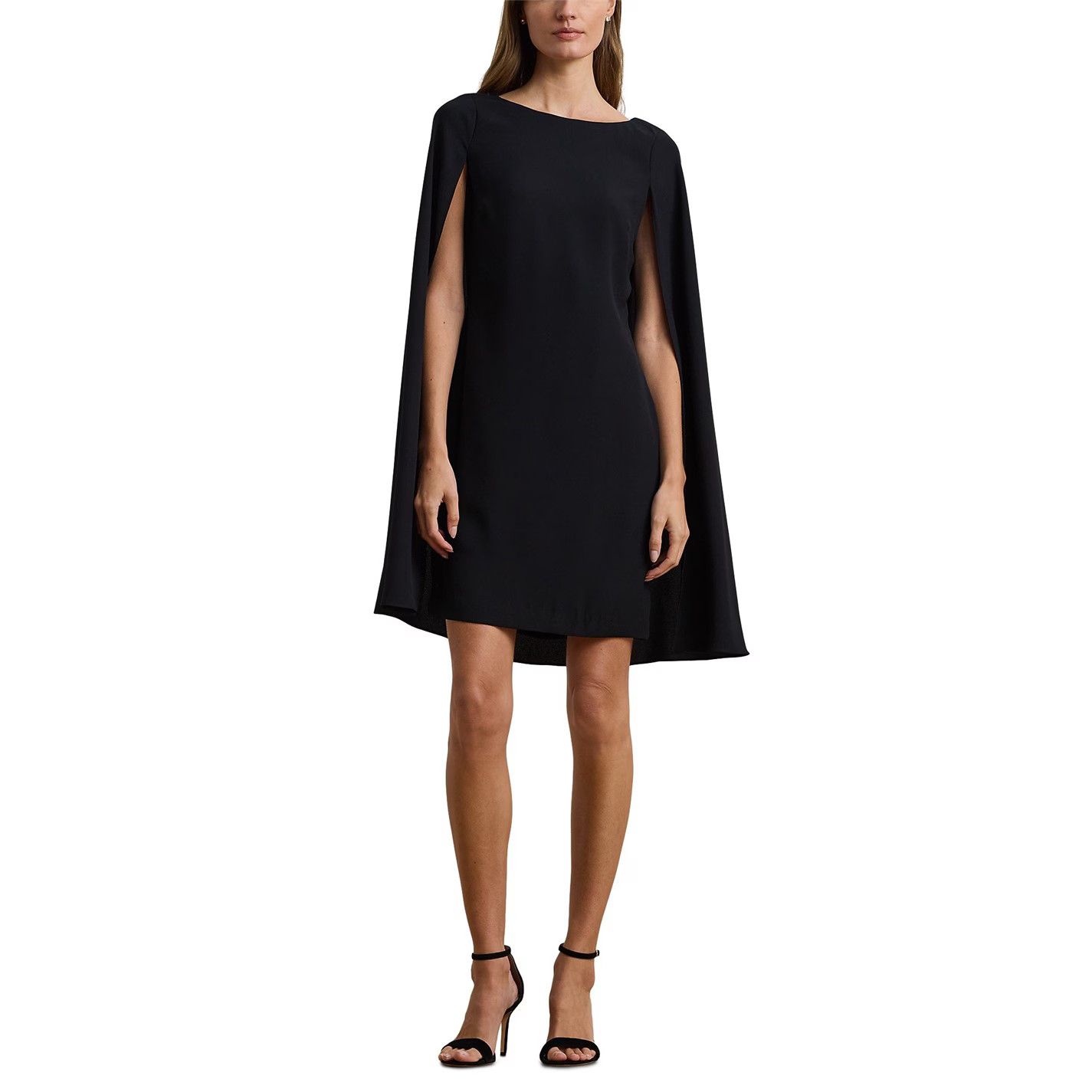 Lauren Ralph Lauren o1g2r1mq0825 Petra Cape Georgette Dress in Black Size XS / US 0-2 / IT 36-38 - 2 Thumbnail