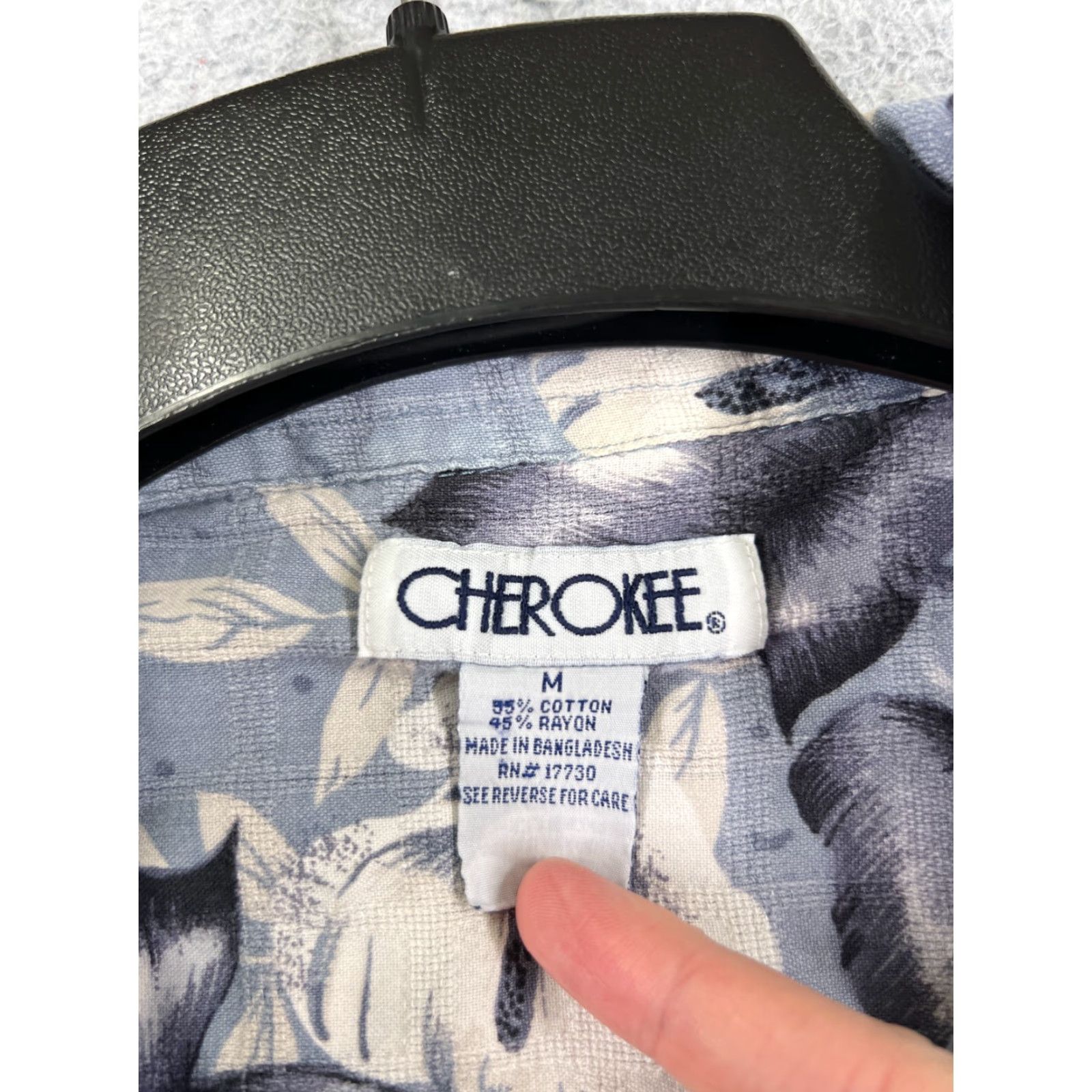 Cherokee Cherokee Shirt Adult Medium Blue Floral Button Up Camp Rayon Blend Short Sleeve Mens Size US M / EU 48-50 / 2 - 6 Thumbnail