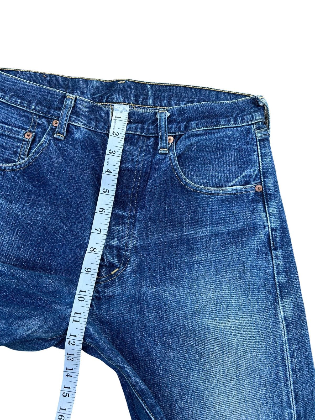 Kapital Vintage Levis Big E Selvedge Short Distressed Denim jeans Size US 33 - 16 Thumbnail