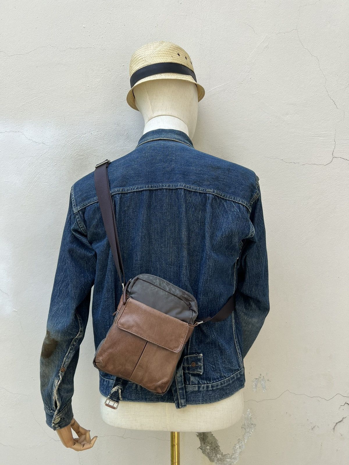 Vintage × Yohji Yamamoto Vintage Yohji Yamamoto Y’saccs Hybrid Patina Leather Wax Bag Size ONE SIZE - 3 Thumbnail