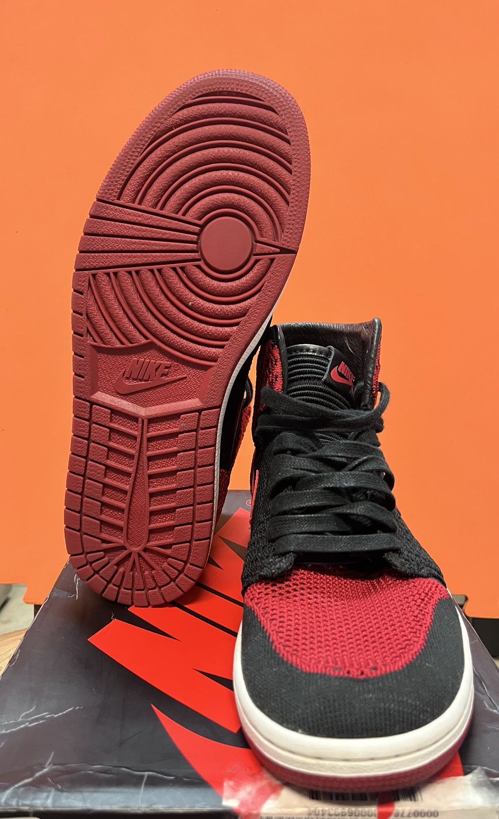 Jordan Brand Jordan 1 Flyknit Bred 2017 Size US 9 / EU 42 - 6 Thumbnail