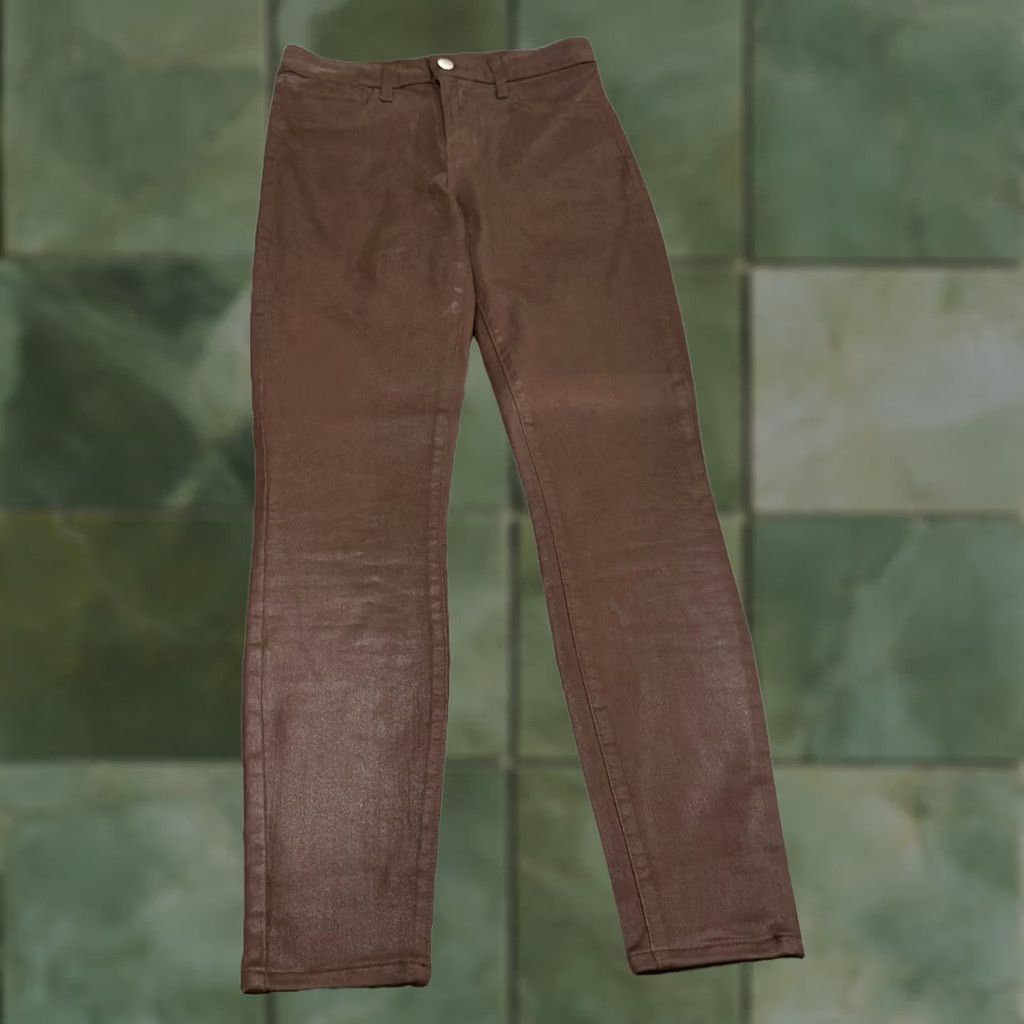 L'AGENCE L Agence Jeans Skinny Womens High Rise Coated Marguerite Cocoa Brown 27 Inseam 27.5 Zip Button Stretch Slimming City Season Fall Winter Spring Size 27" / US 4 / IT 40 - 1 Thumbnail