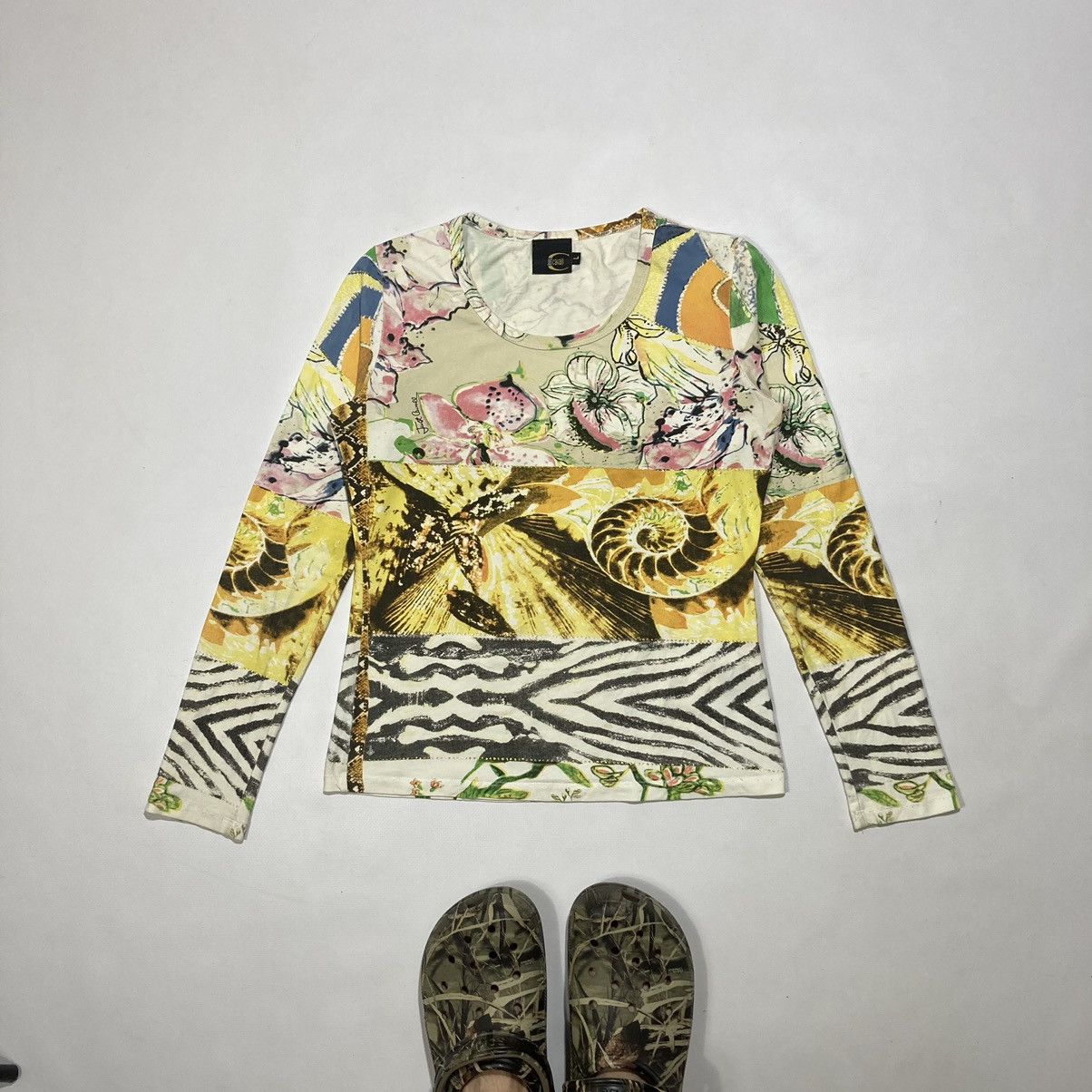 Roberto Cavalli Just Cavalli Abstract All Over Print Long Sleeve Shirt Size M / US 6-8 / IT 42-44 - 1 Thumbnail