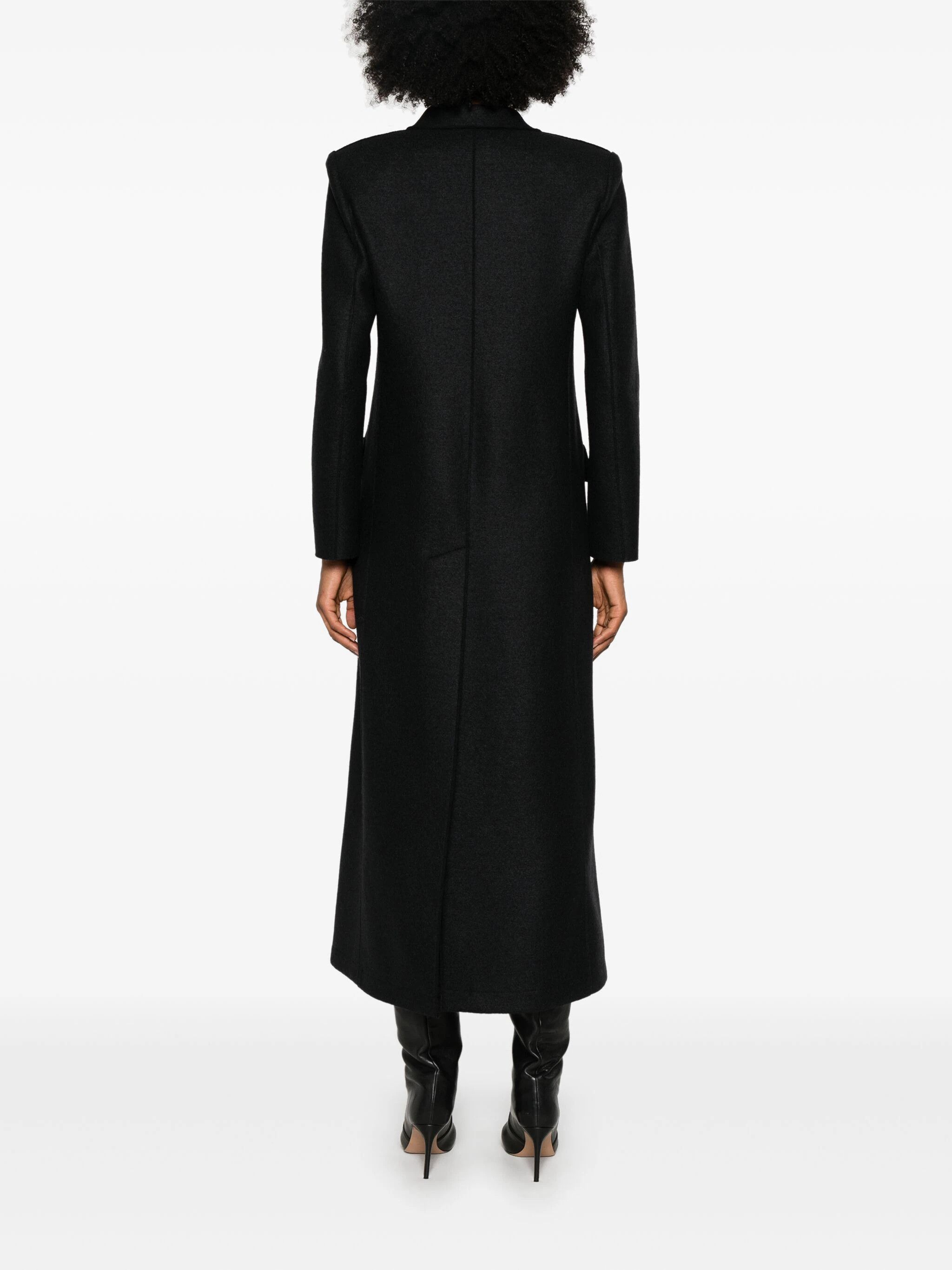 Harris Wharf London o1s22i1n1024 Double-Breasted Pressed Wool Coat in Black Size S / US 4 / IT 40 - 4 Thumbnail