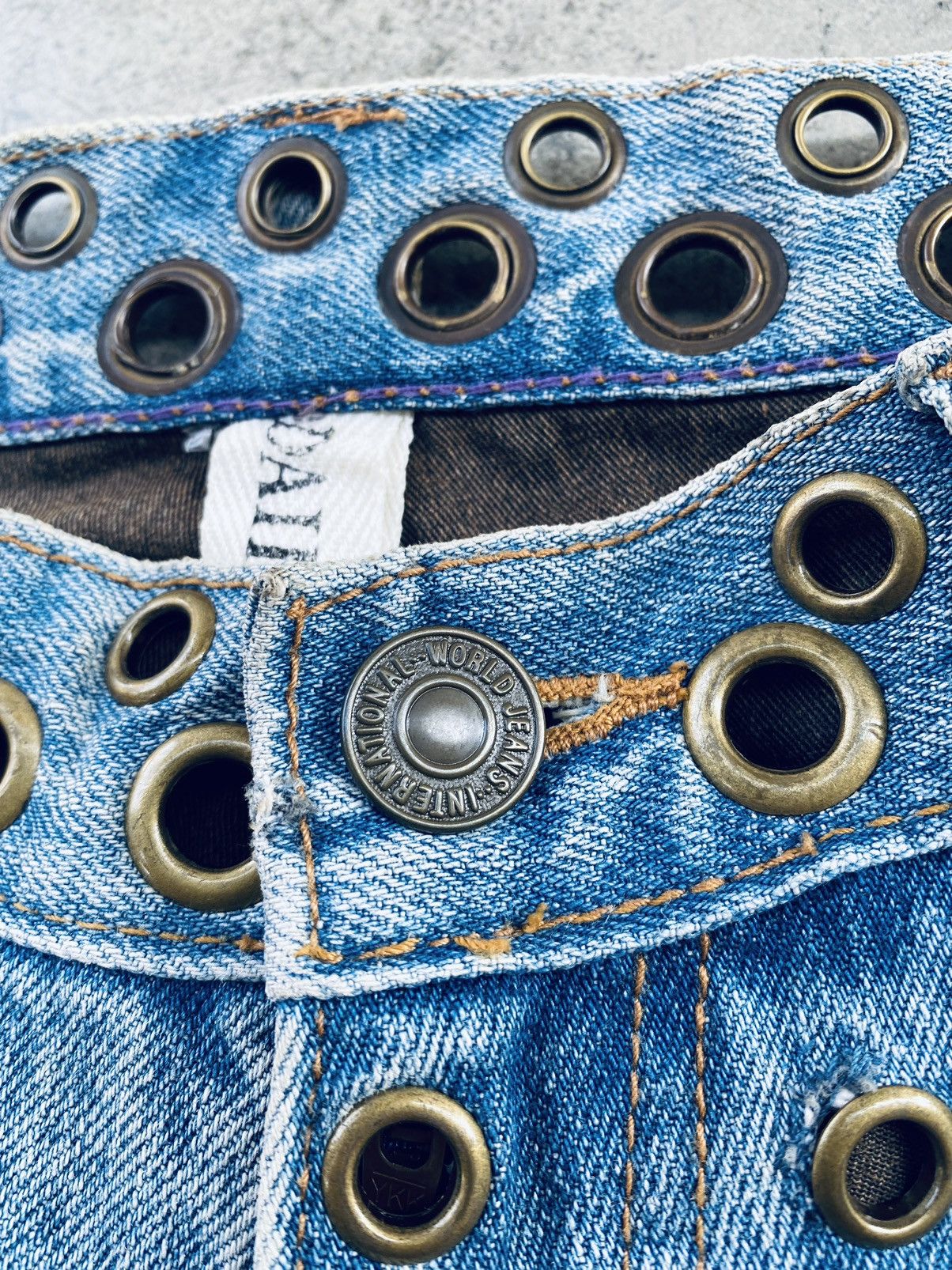 Japanese Brand Vintage Daily News Eyelet Distressed Denim Pants Size US 30 / EU 46 - 3 Thumbnail