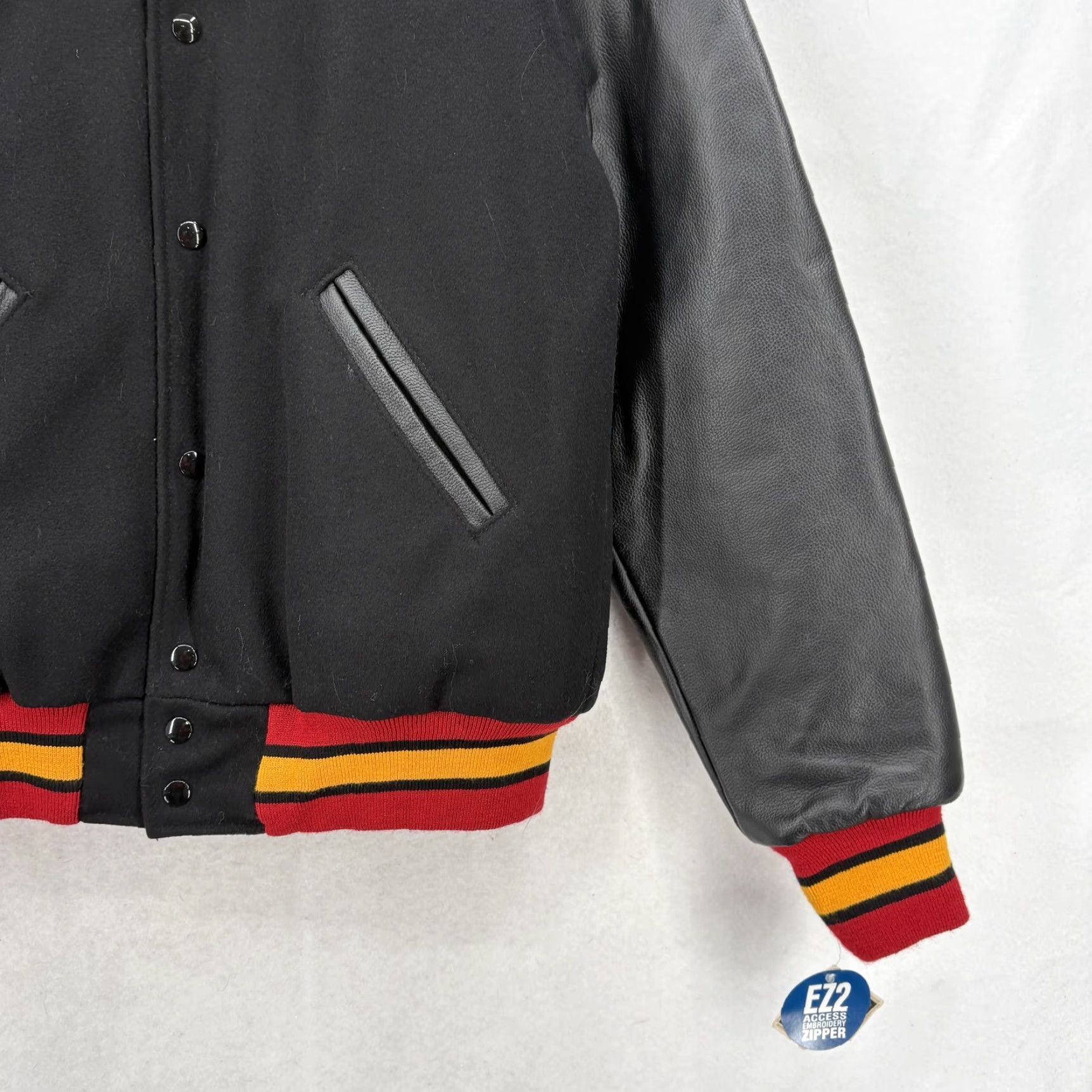 Holloway Holloway Varsity Jacket Mens Small Black Wool Leather Sleeves Striped Letterman Size US S / EU 44-46 / 1 - 3 Thumbnail
