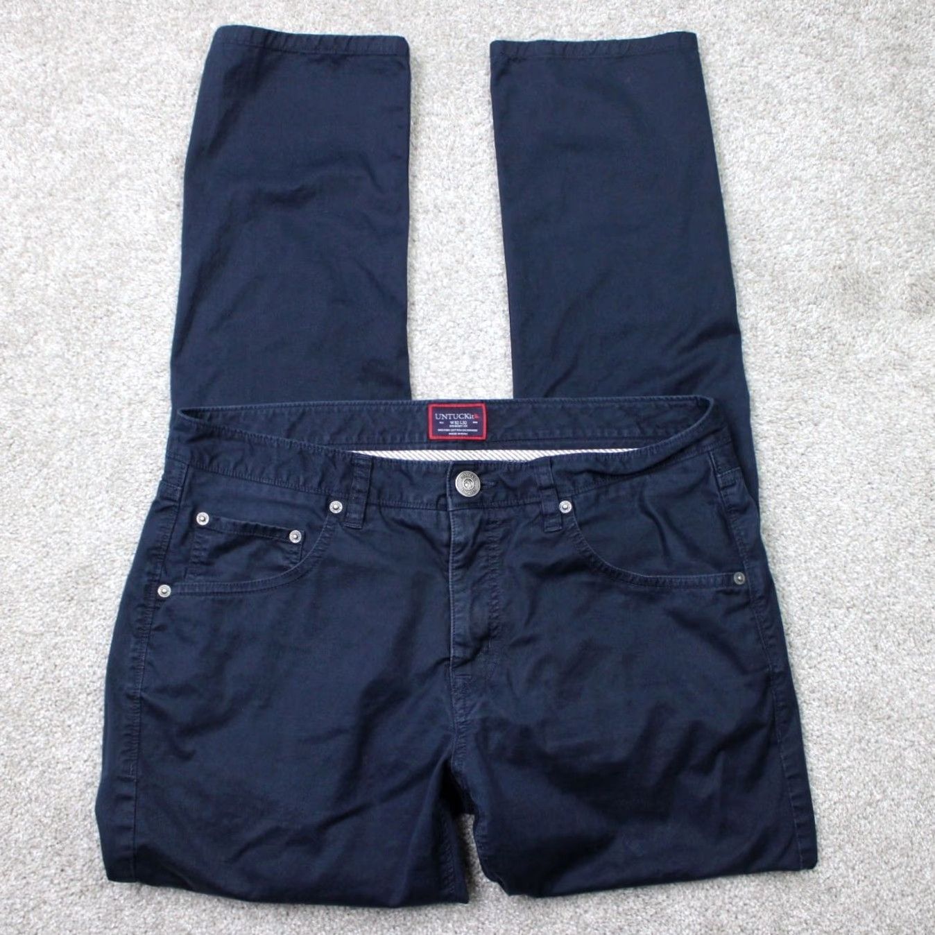 UNTUCKit UNTUCKit Pants Mens 32x32 Blue 5-Pocket Straight Fit Pima Cotton Stretch Slim Chino Shirt Style Casual Mens Regular Size 32 Blue Pants Size US 32 / EU 48 - 2 Thumbnail