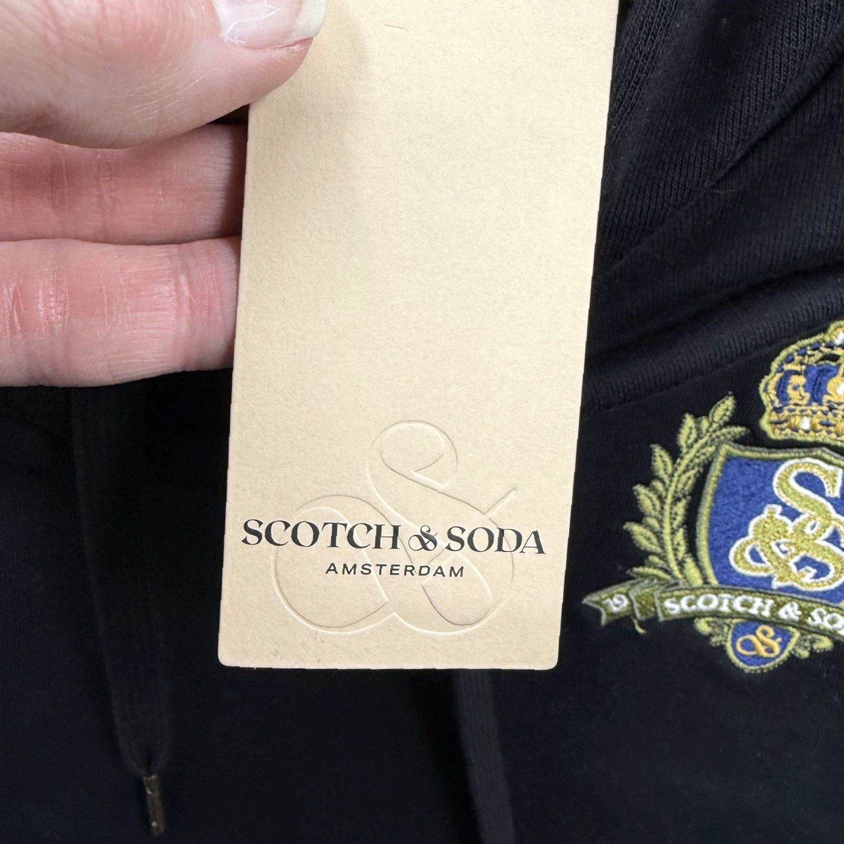 Scotch & Soda Scotch & Soda Hoodie Men M Black Cotton Long Sleeve Logo Embroidered Relaxed Pullover Crew Neck Size US M / EU 48-50 / 2 - 4 Thumbnail