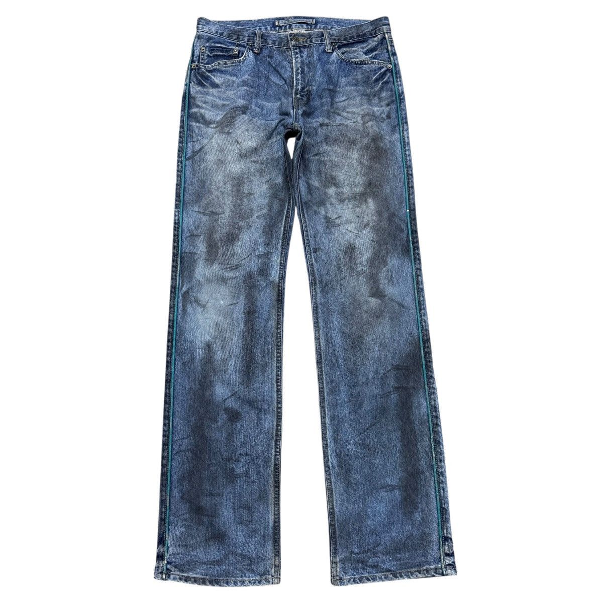 PPFM PPFM Distressed Denim Painted Airbrush Side Striped Jeans Size US 33 - 1 Thumbnail