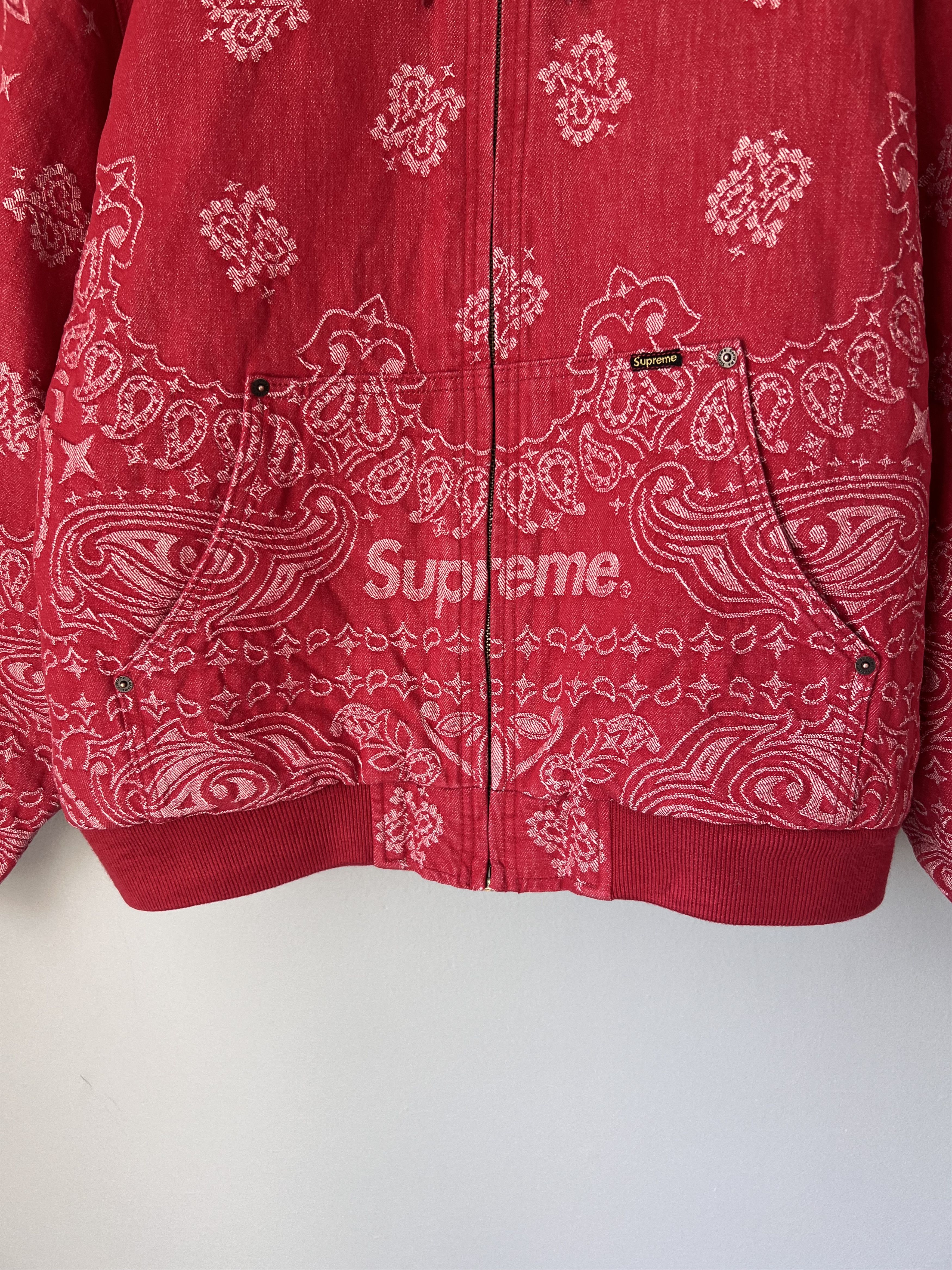 Supreme Supreme Bandana Jacquard Denim Work Jacket in Red Size US L / EU 52-54 / 3 - 3 Thumbnail