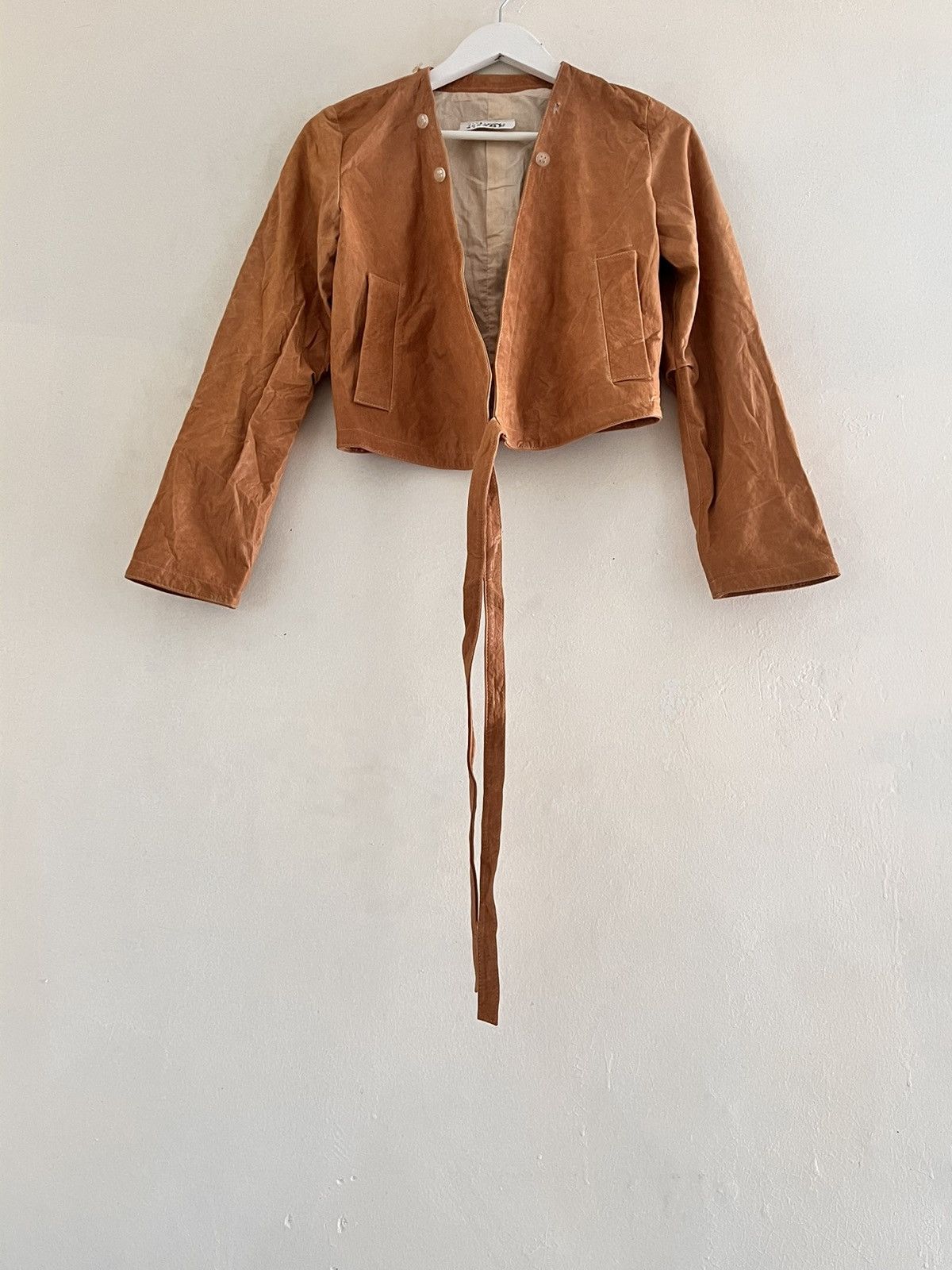 MM6 Maison Margiela Cropped Leather Jacket Size XS / US 0-2 / IT 36-38 - 3 Thumbnail