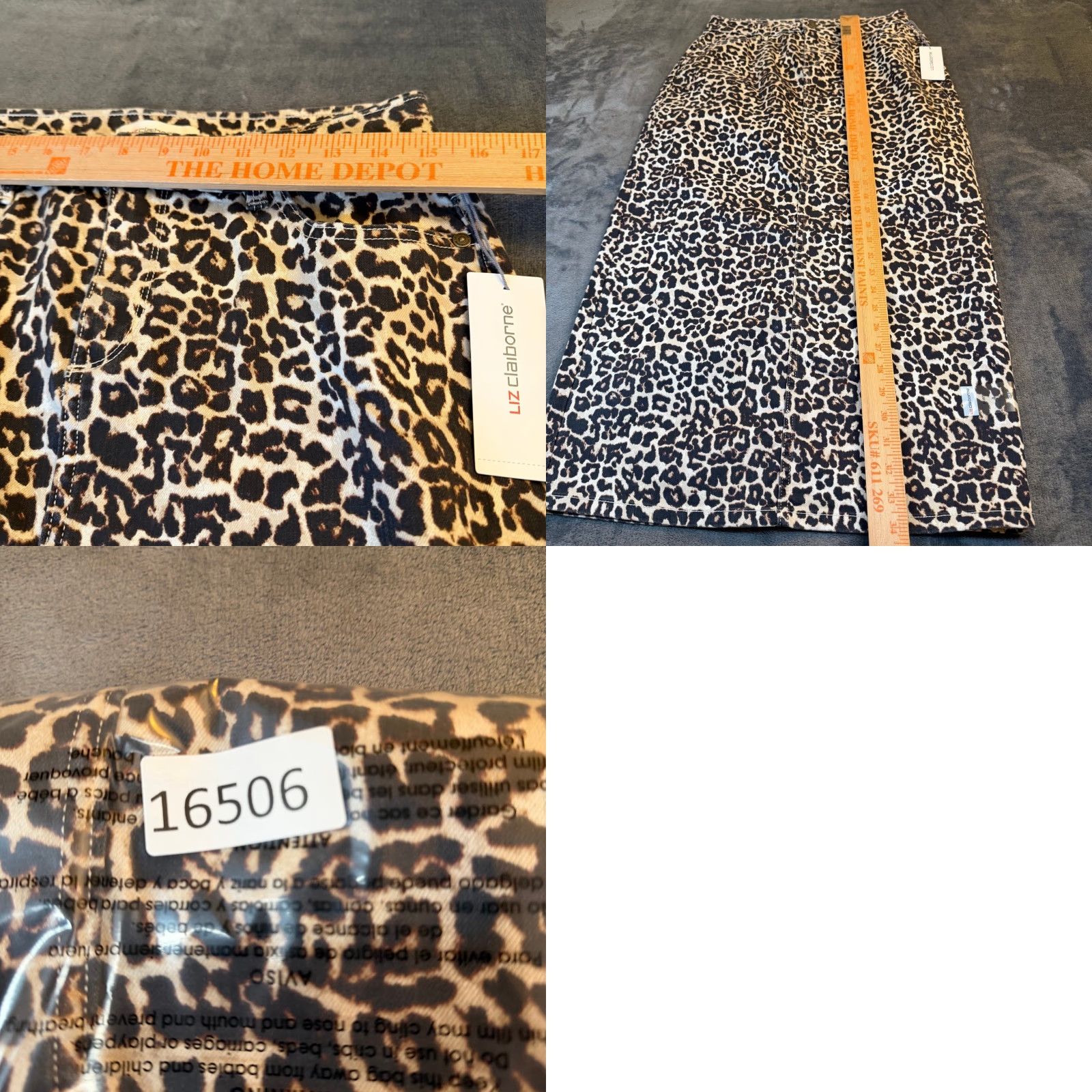 Liz Claiborne Liz Claiborne Leopard Print Denim Midi Skirt Womens 4 30x34" NWT Brown Animal Print Denim Skirt Casual Womens Size 27" / US 4 / IT 40 - 8 Thumbnail