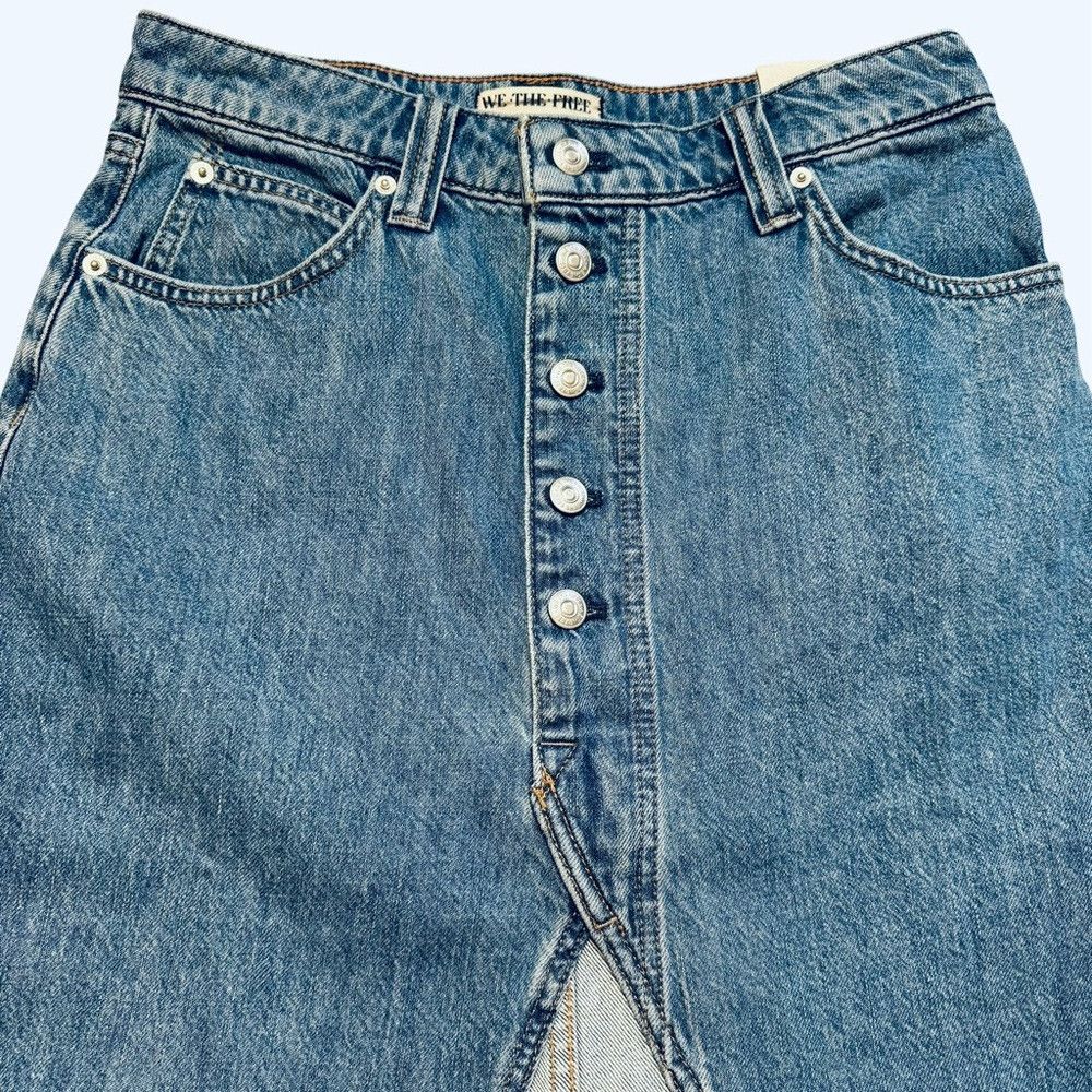 Free People NWT New Free People We The Free Chani Denim Maxi Skirt Size Size 29" - 3 Thumbnail