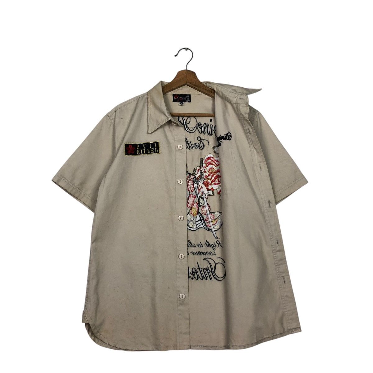 Hysteric Glamour 🔥VINTAGE WORK SHIRT BOWLING BUTTON UPS DIVINE RETRIBUTION Size US XL / EU 56 / 4 - 13 Thumbnail