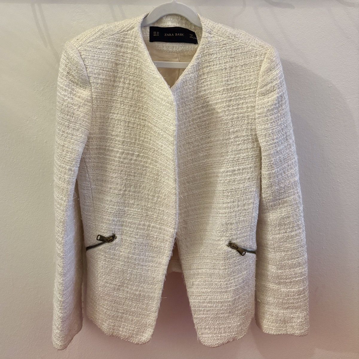 Zara Zara Women's Ivory Tweed Blazer NWOT Size XS / US 0-2 / IT 36-38 - 1 Thumbnail