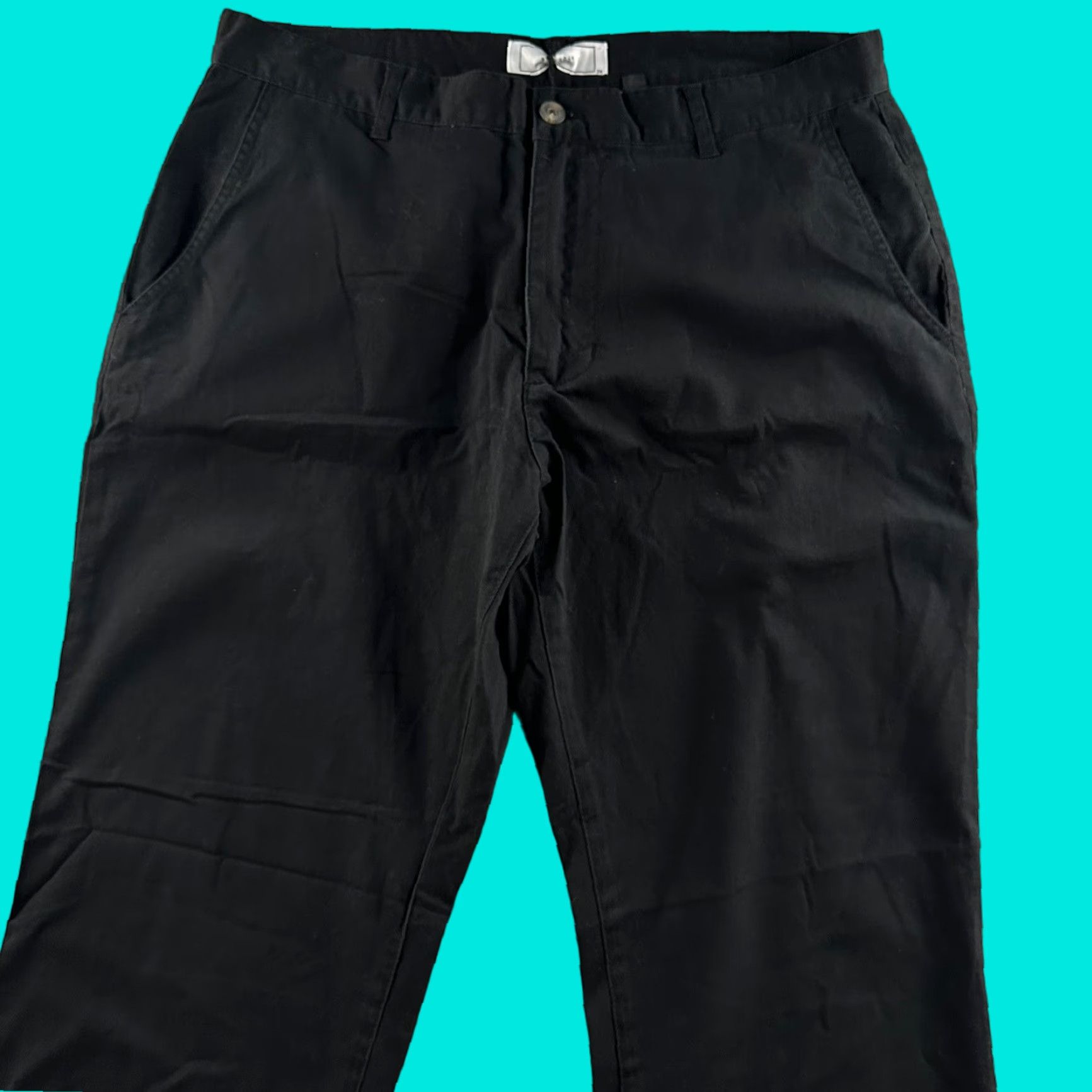 Vintage Five Four Mens Pants Black Size 34 Chino Relaxed Giovane Stretch Cotton Blend Slit? Size US 34 / EU 50 - 1 Thumbnail