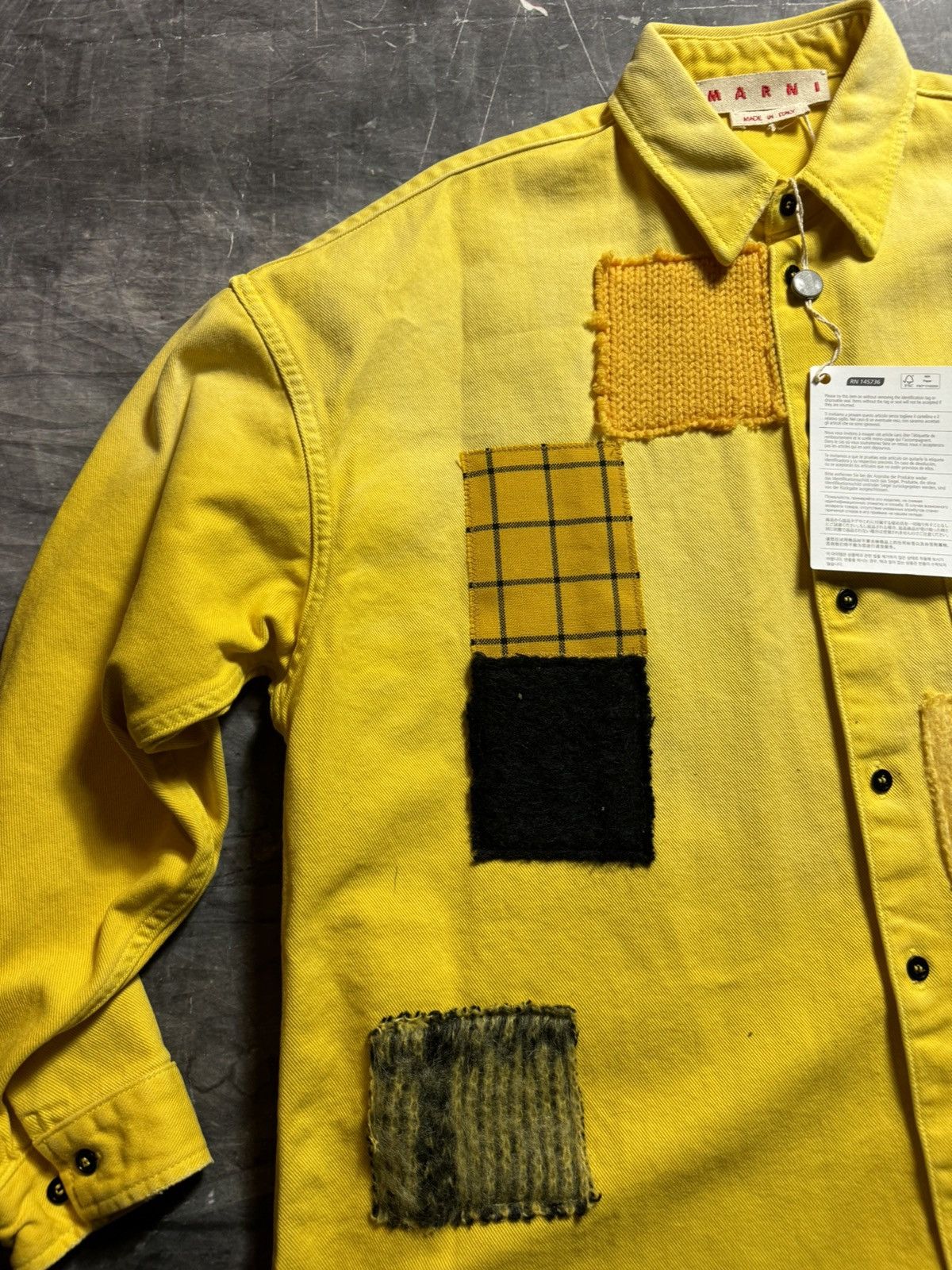 Marni Marni Mohair Patchwork Overshirt in Yellow Size US L / EU 52-54 / 3 - 3 Thumbnail