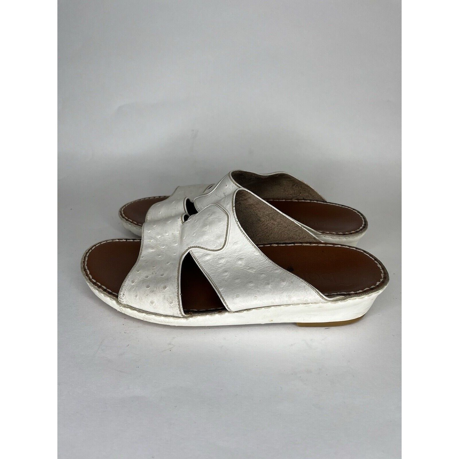 Other Barjeel White Leather Comfort Walking Wedge Slides Sandals W Size US 7.5 / IT 37.5 - 3 Thumbnail