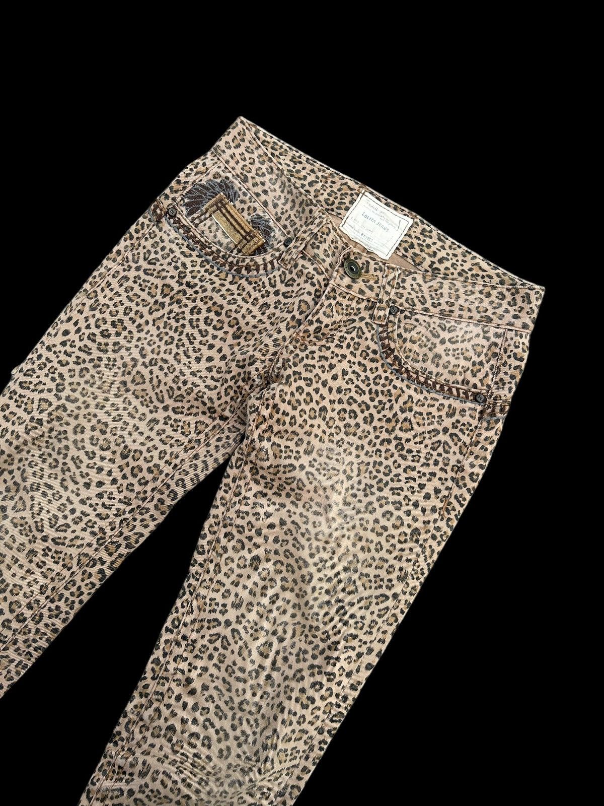 Kapital YOSHITOMO NARA LOLITA Exotic Leopard Distressed Denim Jeans Size US 29 - 4 Thumbnail