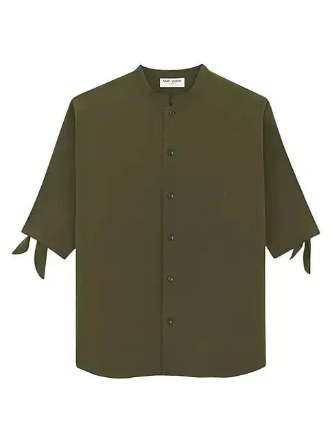 Saint Laurent Paris o1bcso1str1124 Tunic Shirt in Green Size US M / EU 48-50 / 2 - 1 Thumbnail