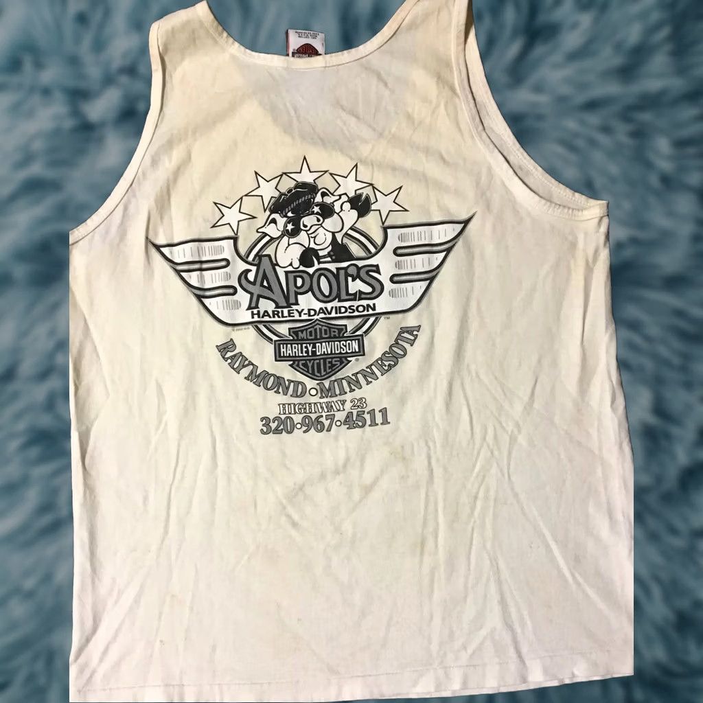 Harley Davidson VINTAGE Harley-Davidson Tank Top Shirt Large White 90s Grunge USA Mens Shirt Tan? Size US L / EU 52-54 / 3 - 1 Thumbnail