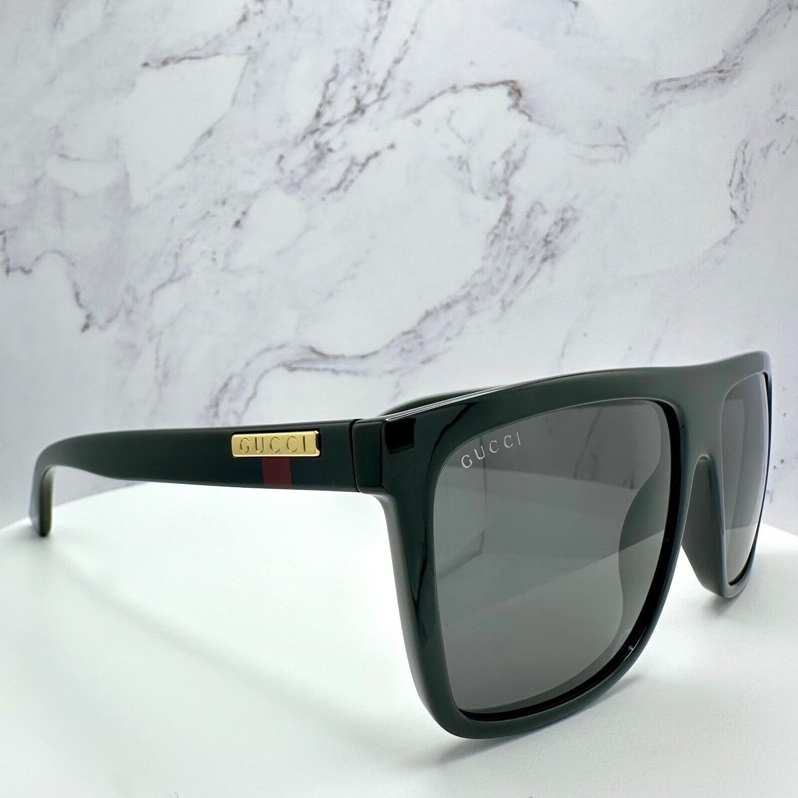 Gucci New GUCCI Sunglasses Black Square Aviator Gold Plate Size ONE SIZE - 17 Thumbnail