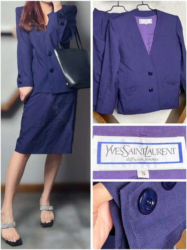 Yves Saint Laurent Yves Saint Laurent Purple Wool Cardigan for Women 0089 Size S / US 4 / IT 40 - 1 Thumbnail