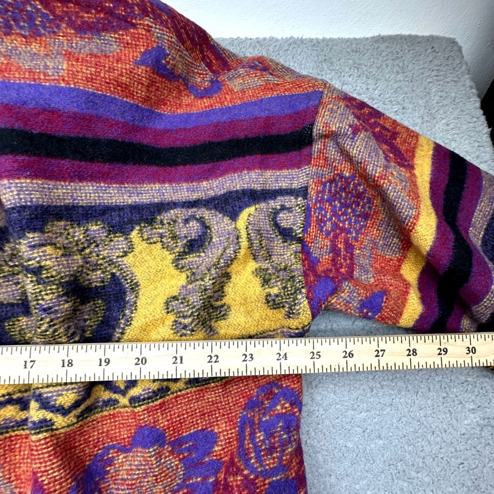 Vintage VINTAGE Gallery Wool Pea Coat Womens Medium Purple Floral Bohemian Psychedelic Long Sleeve Coat Mens Women Girls Size M / US 6-8 / IT 42-44 - 4 Thumbnail