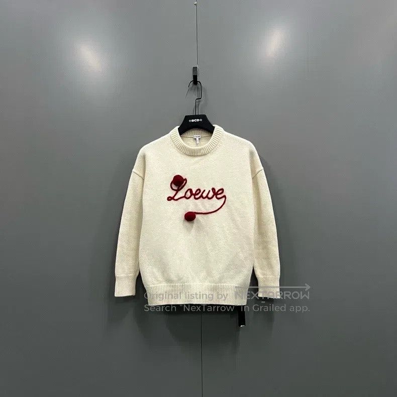Loewe Embroidered Grass Lettering Logo Knit Top