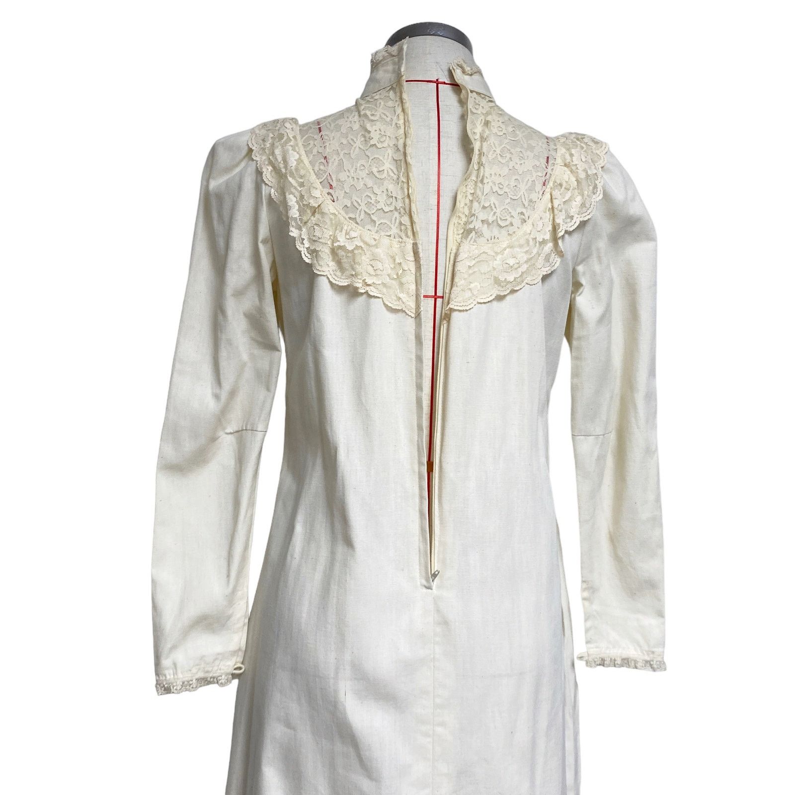 Vintage Vintage Womens Canvas Lace Mockneck Puff Sleeve Dress Size ONE SIZE - 5 Thumbnail