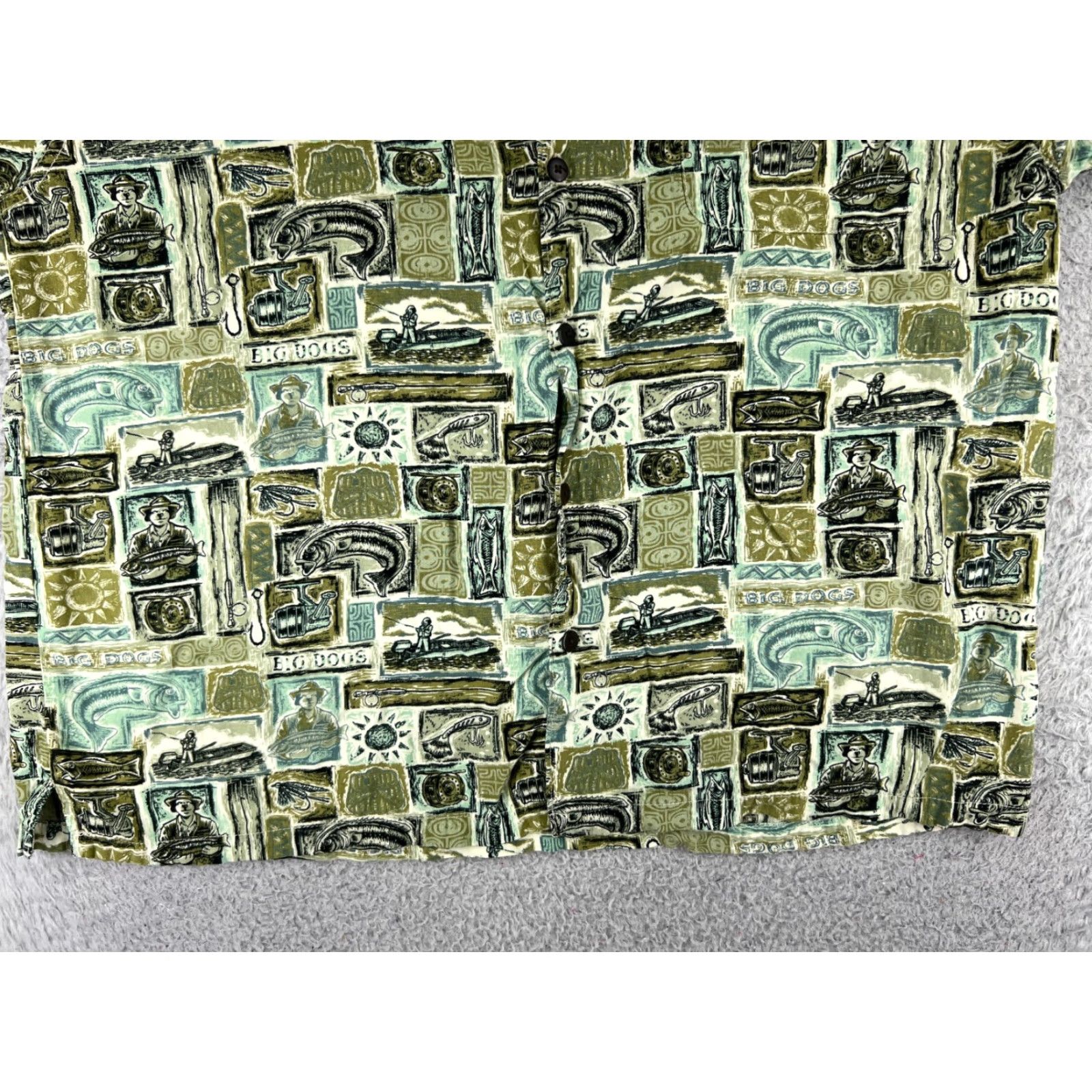 Big Dogs Big Dogs Shirt Mens Small Green 100% Rayon Hawaiian Fish Fishing Boats Size US S / EU 44-46 / 1 - 7 Thumbnail