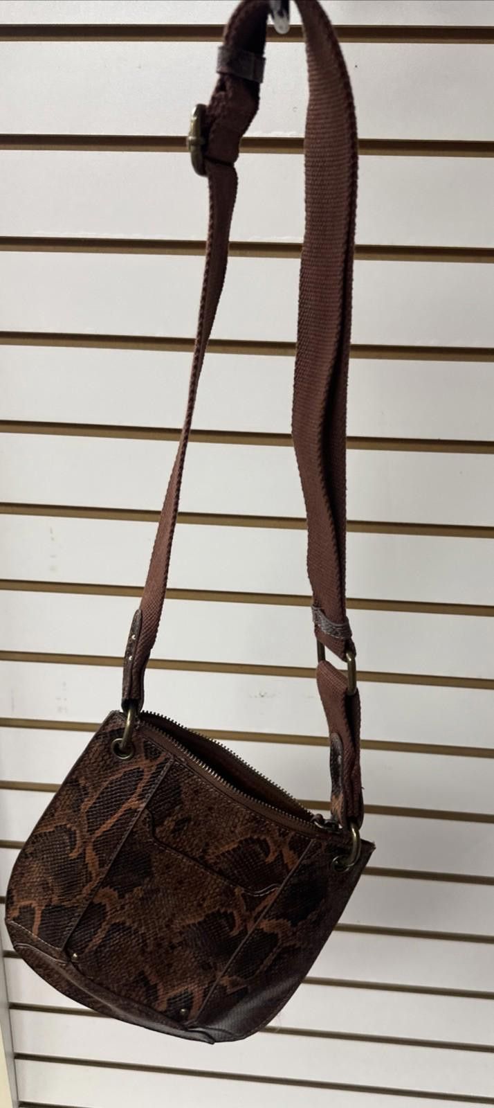 The Unbranded Brand Brown Snake Print Crossbody Bag Women Adj Strap Faux Leather Size ONE SIZE - 2 Thumbnail