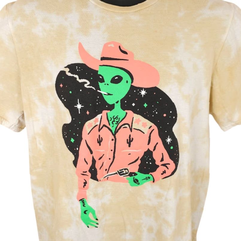 MCM VINTAGE Alien Cowboy T Shirt Mens Size Medium Yellow Tie Dye Sam Larson Mid Century Modern MCM Size US M / EU 48-50 / 2 - 2 Thumbnail