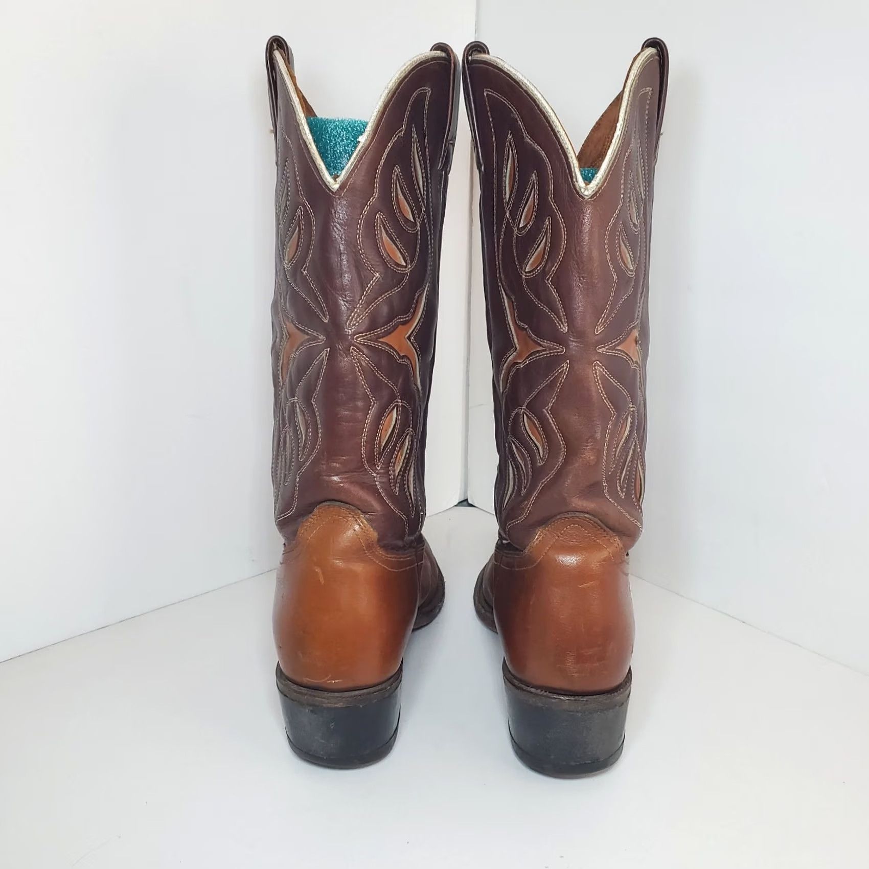 Vintage VINTAGE ACME Western Cowboy Boots Sz 8 Womens Brown Leather Butterfly Inlay Boots Women Cowboy 8 Brown Leather ACME Western Boots Women Size US 8 / IT 38 - 3 Thumbnail