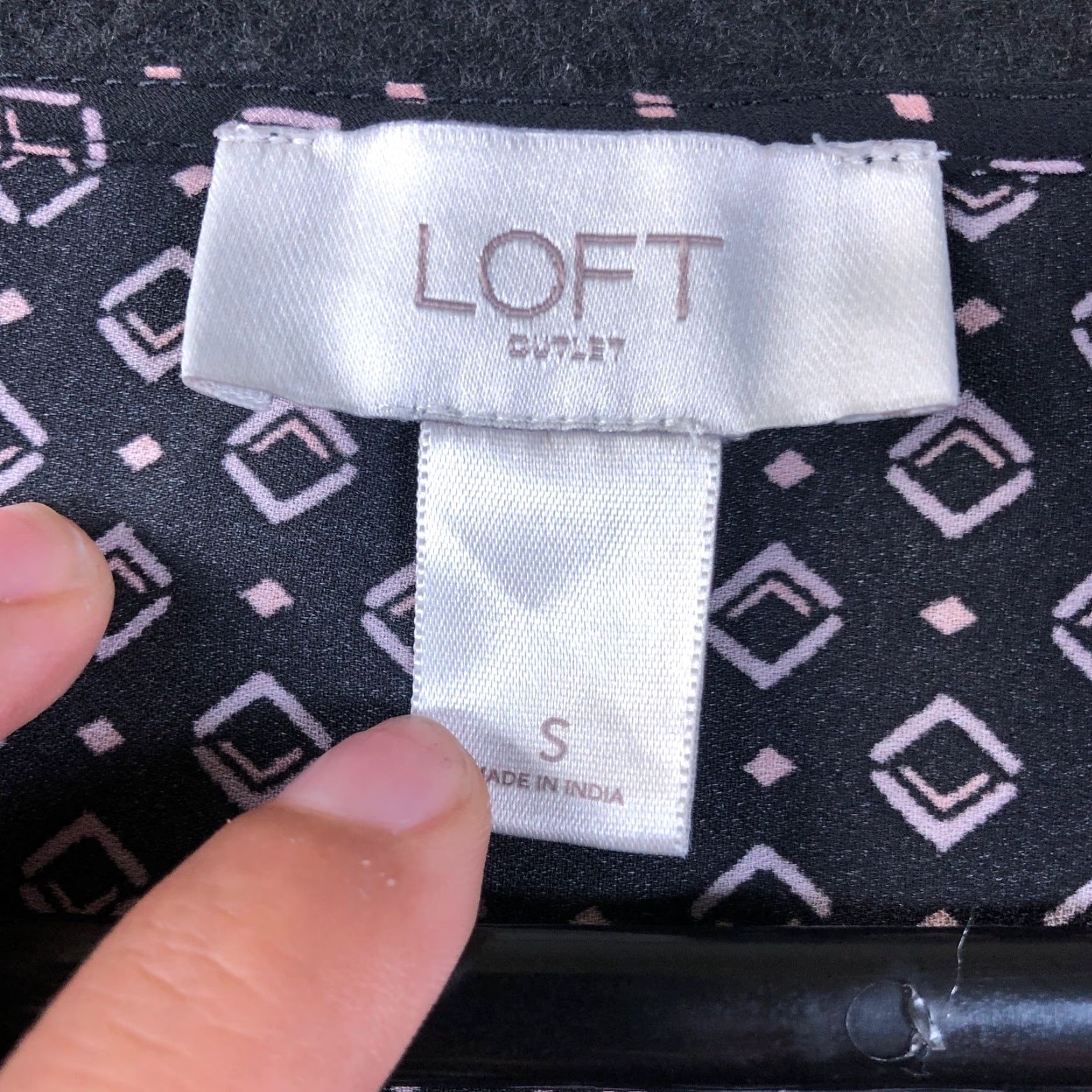Loft LOFT Outlet Womens Blouse Black Pattern Crew Neck Long Sleeve Tie Small Size S / US 4 / IT 40 - 6 Thumbnail