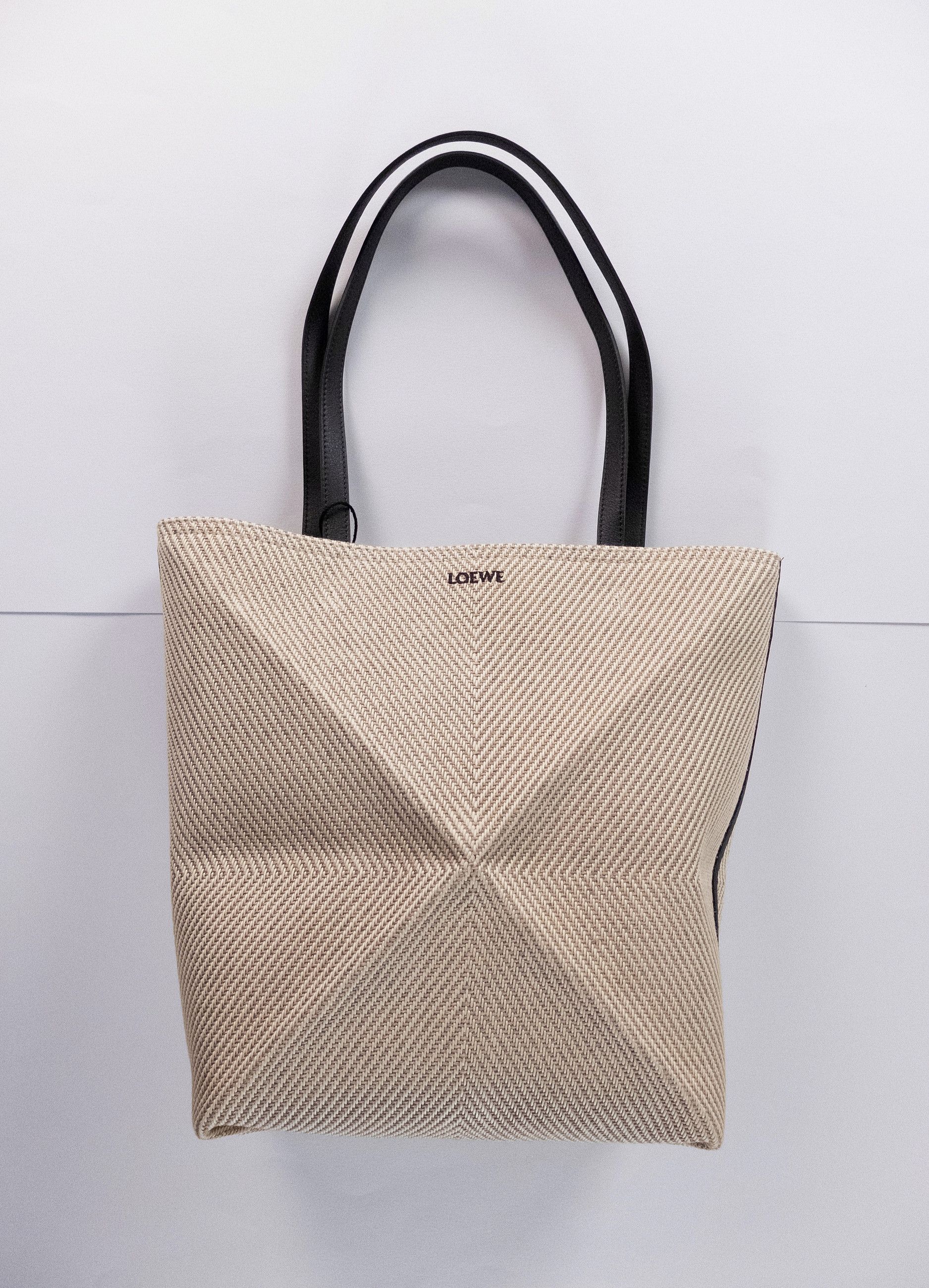 Loewe LOEWE Puzzle Fold beige cotton jacquard canvas tote bag Size ONE SIZE - 4 Thumbnail
