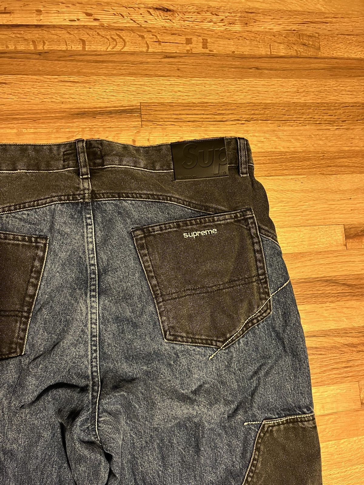 Supreme Two Tone Denim Jeans in Black & Blue Size US 34 / EU 50 - 4 Thumbnail