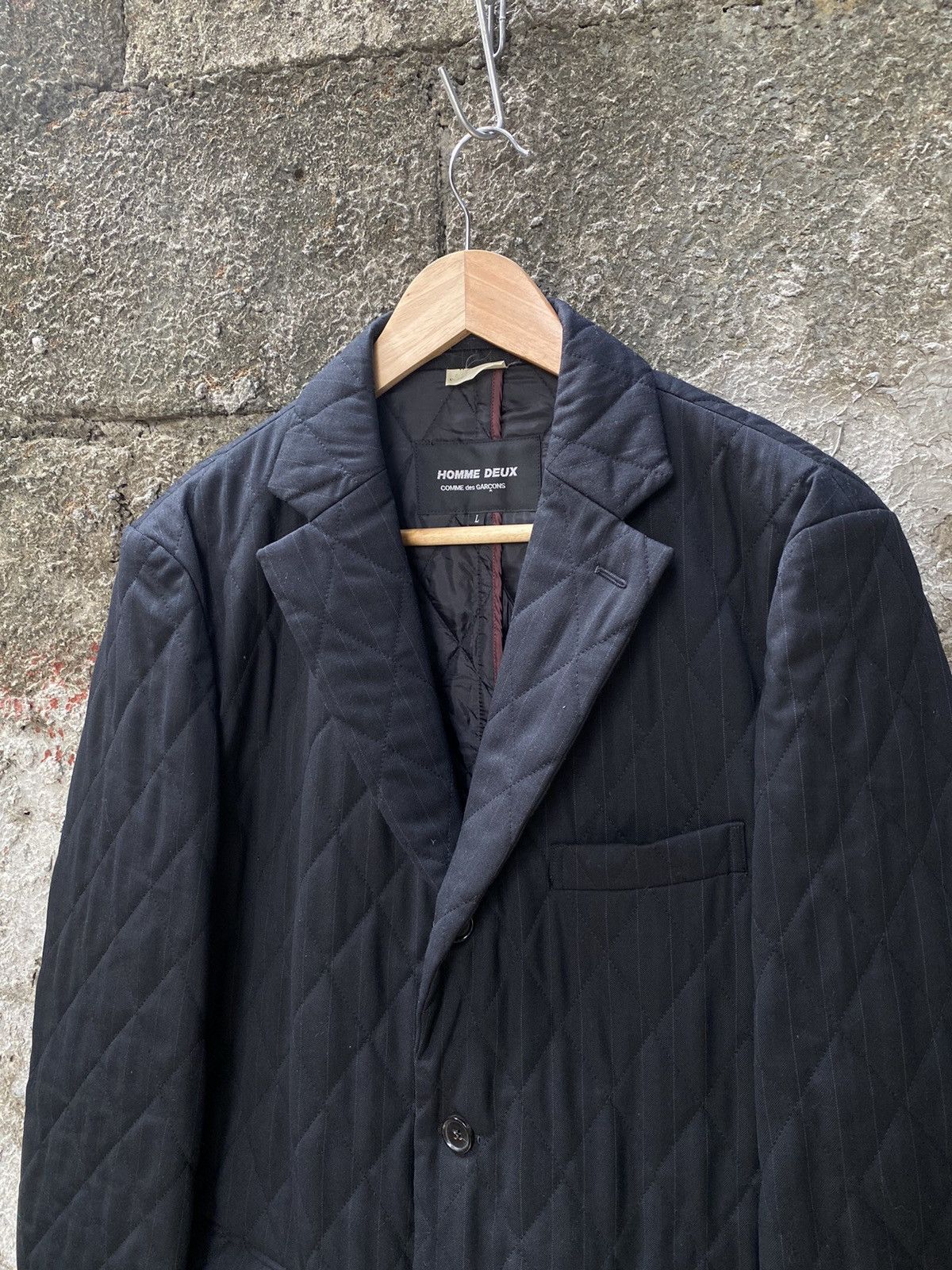 Comme des Garcons Homme Deux Diamond Quilt Wool Jacket Size US L / EU 52-54 / 3 - 2 Thumbnail