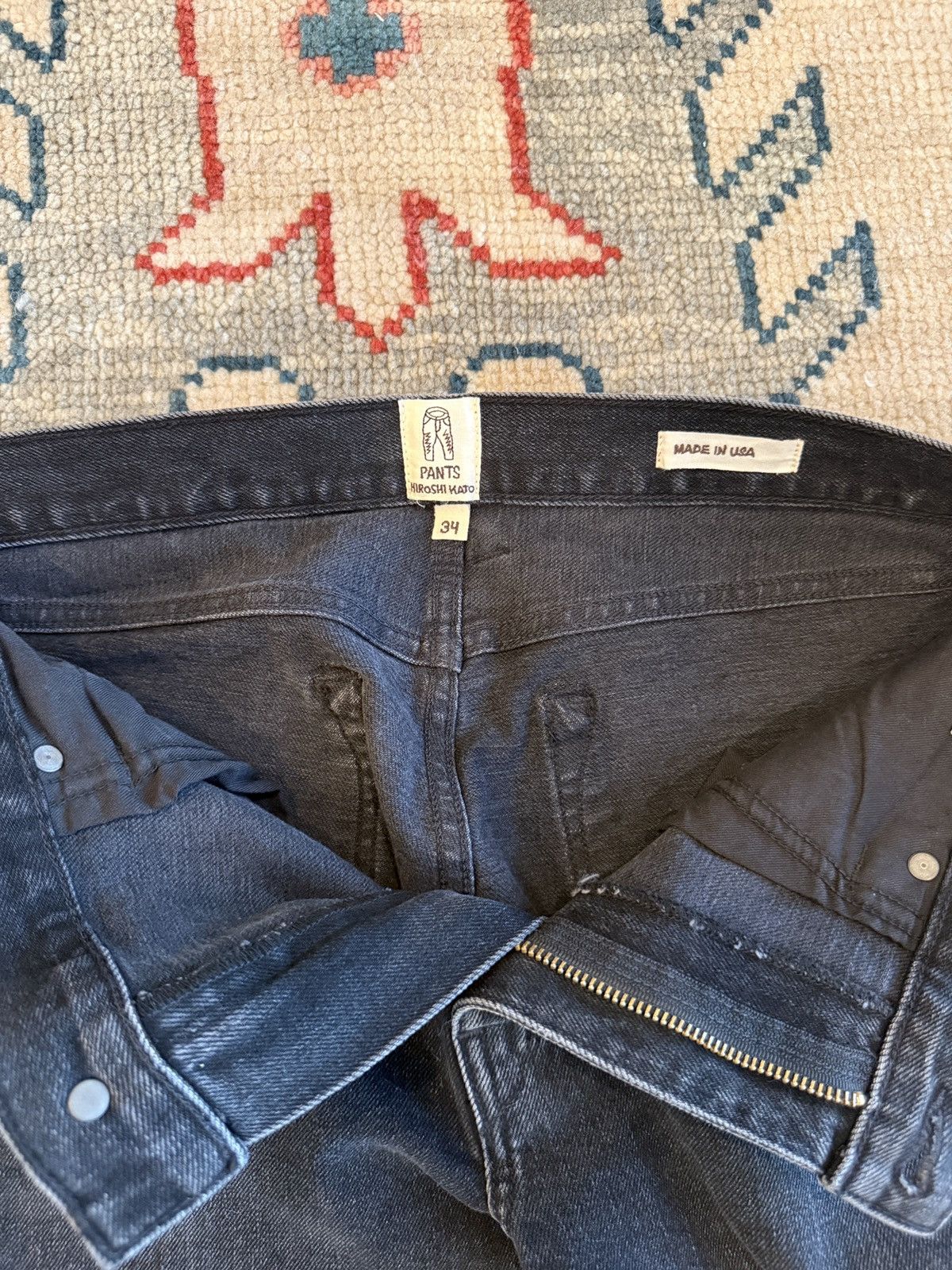 Hiroshi Kato 34x32 Pen Slim 14oz Black Selvedge Denim (Haroshi Kato) Size US 34 / EU 50 - 3 Thumbnail