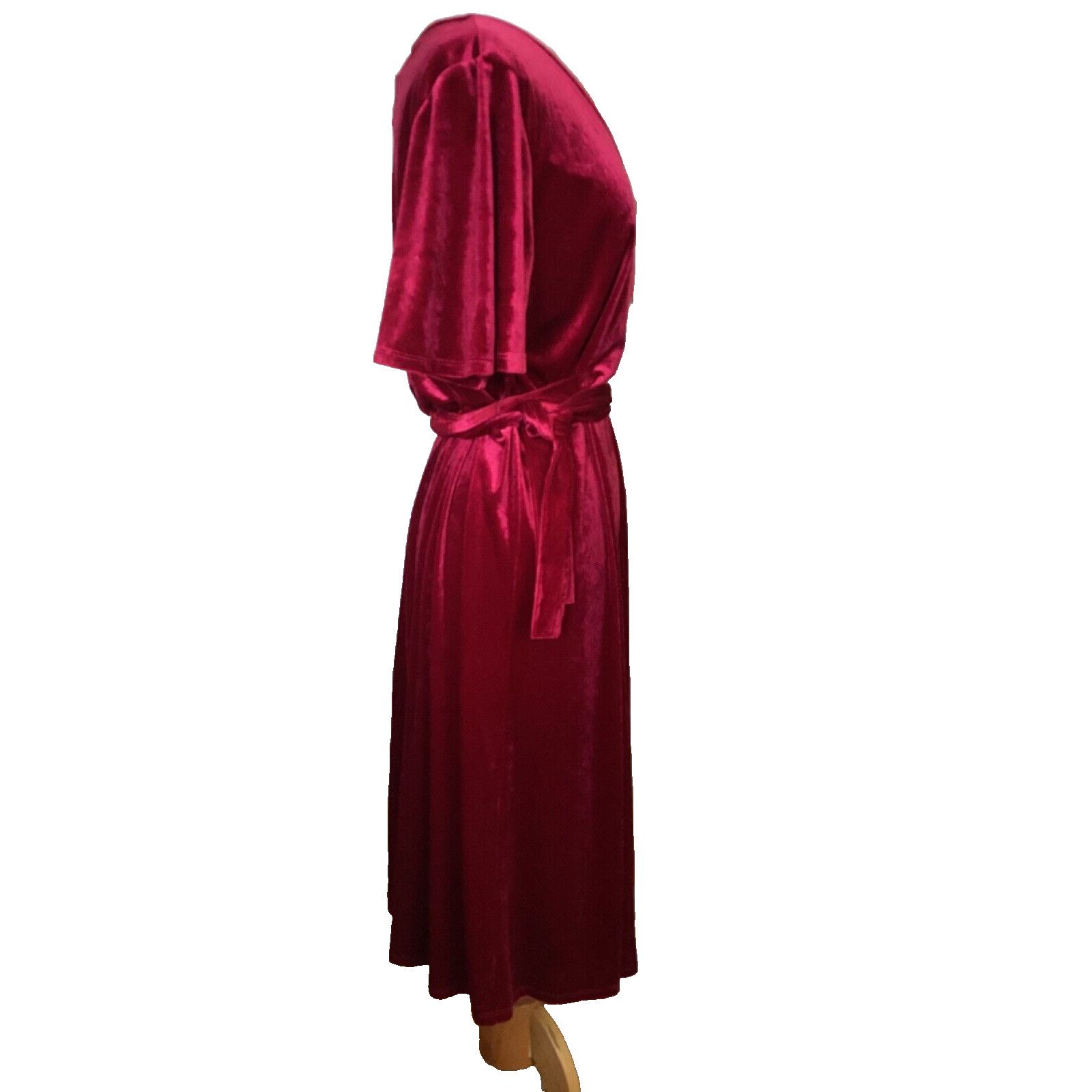 Other TACERA RED HOT VELVET V-NECK FAUX WRAP BELTED DRESS SZ PL Size L / US 10 / IT 46 - 6 Thumbnail
