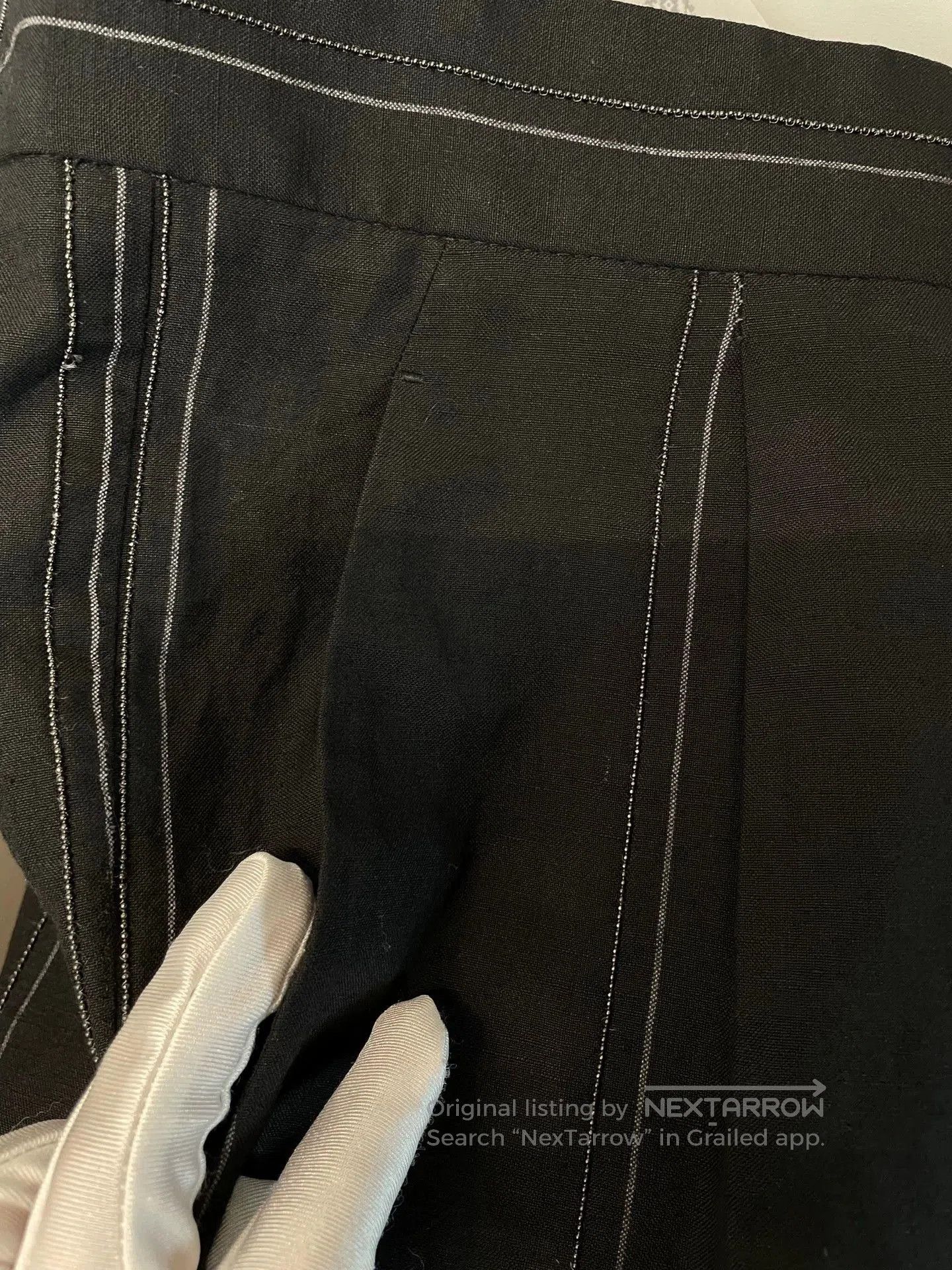 brunello cucinelli black sequin wool trousers.