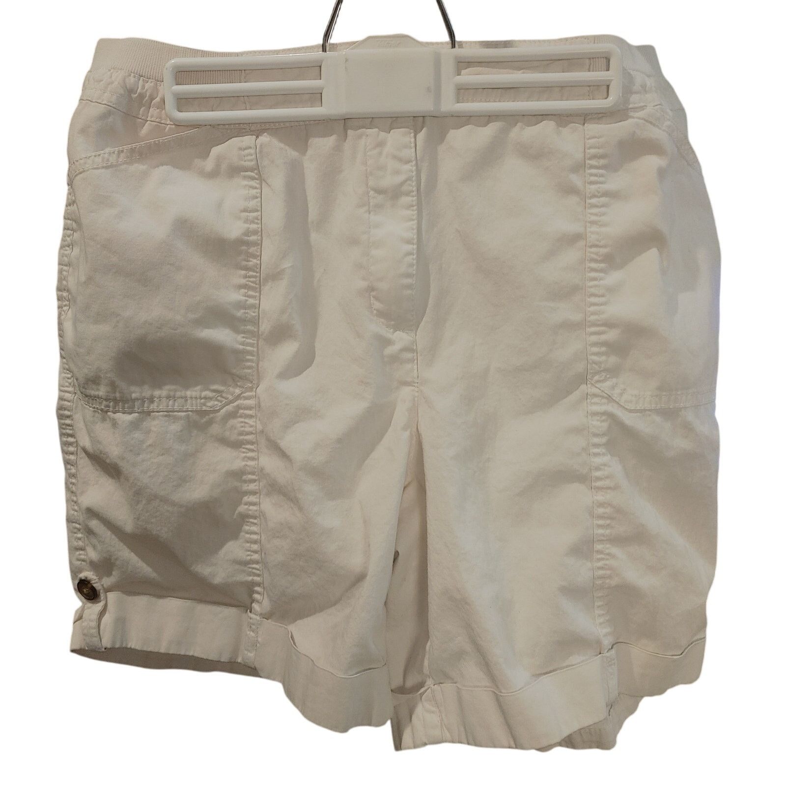 Other Karen Scott Women's 14 Off-White Rolled Cuff Khaki Shorts Size 36" / US 14 / IT 50 - 1 Thumbnail