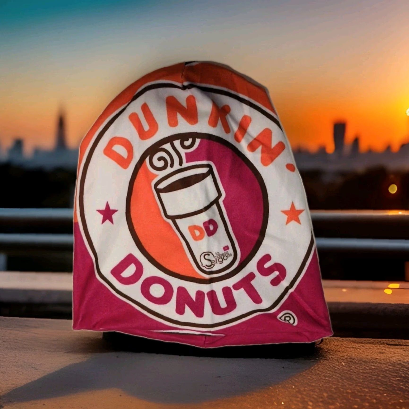 Doublet Dunkin Donuts Beanie Hat Mens One Size Orange Reversible Warm Double Lined Fleece 90s City Beach Skull Colorful Fun Size ONE SIZE - 6 Thumbnail