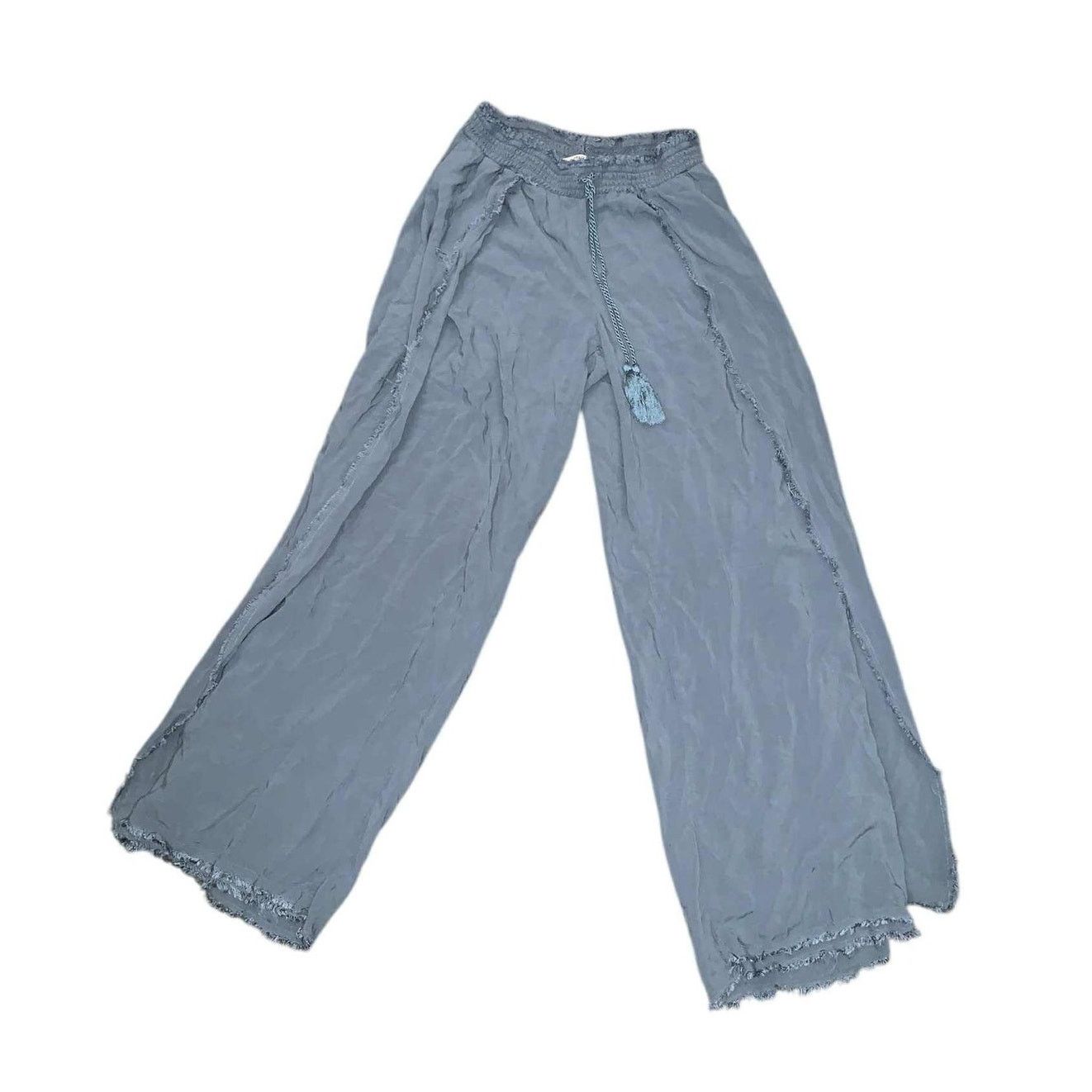 Other Vanilla Star Ruffle Slit Palazzo Pant Wide Light Beach Linen Size 24" / US 00 / IT 34 - 2 Thumbnail