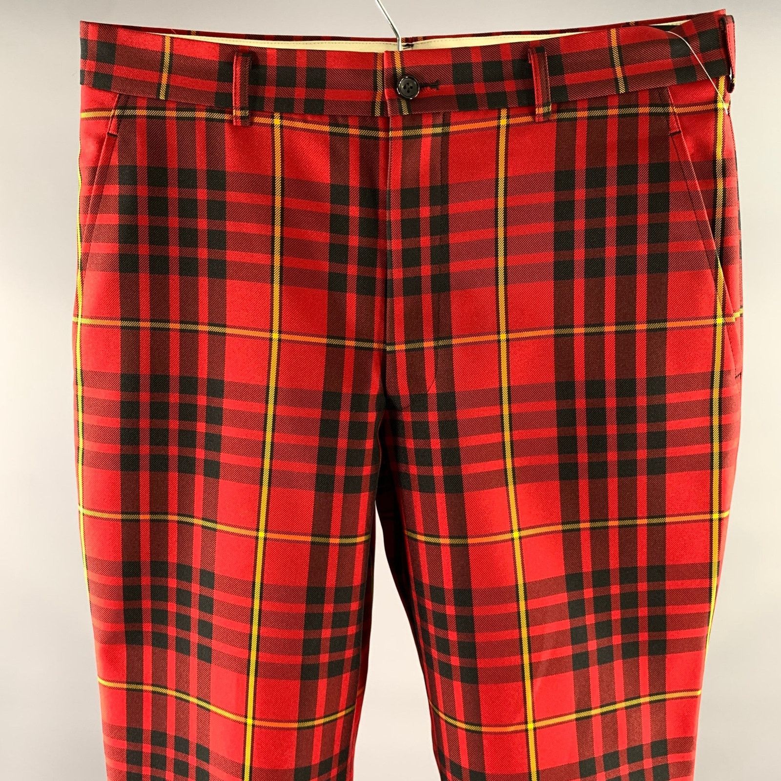 Comme des Garcons Homme Plus COMME des GARCONS HOMME PLUS M Red Black Yellow Tartan Pants Size US 30 / EU 46 - 2 Thumbnail