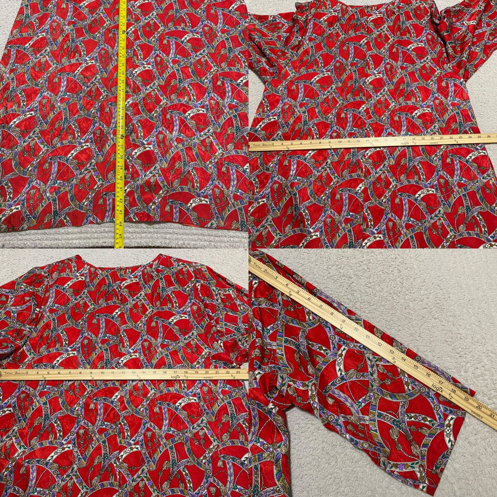 Vintage VINTAGE Richilene Womens Dress S Red 3/4 Sleeve V-Neck Midi 70s Geometric Bohemian Small US Size S / US 4 / IT 40 - 8 Thumbnail