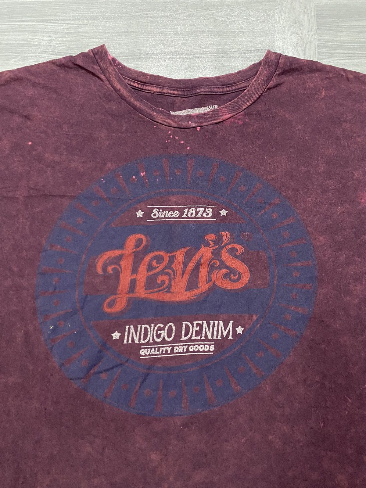 Levi's Levi’s Indigo Denim Distressed Short Sleeve Purple T-Shirt Size US XL / EU 56 / 4 - 4 Thumbnail