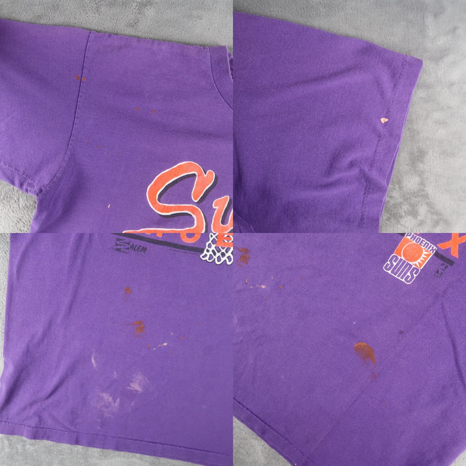 Vintage VINTAGE Phoenix Suns XL T-Shirt Mens Purple 90s Salem Single Stitch USA Logo Graphic NBA Made in USA Size US XL / EU 56 / 4 - 8 Thumbnail